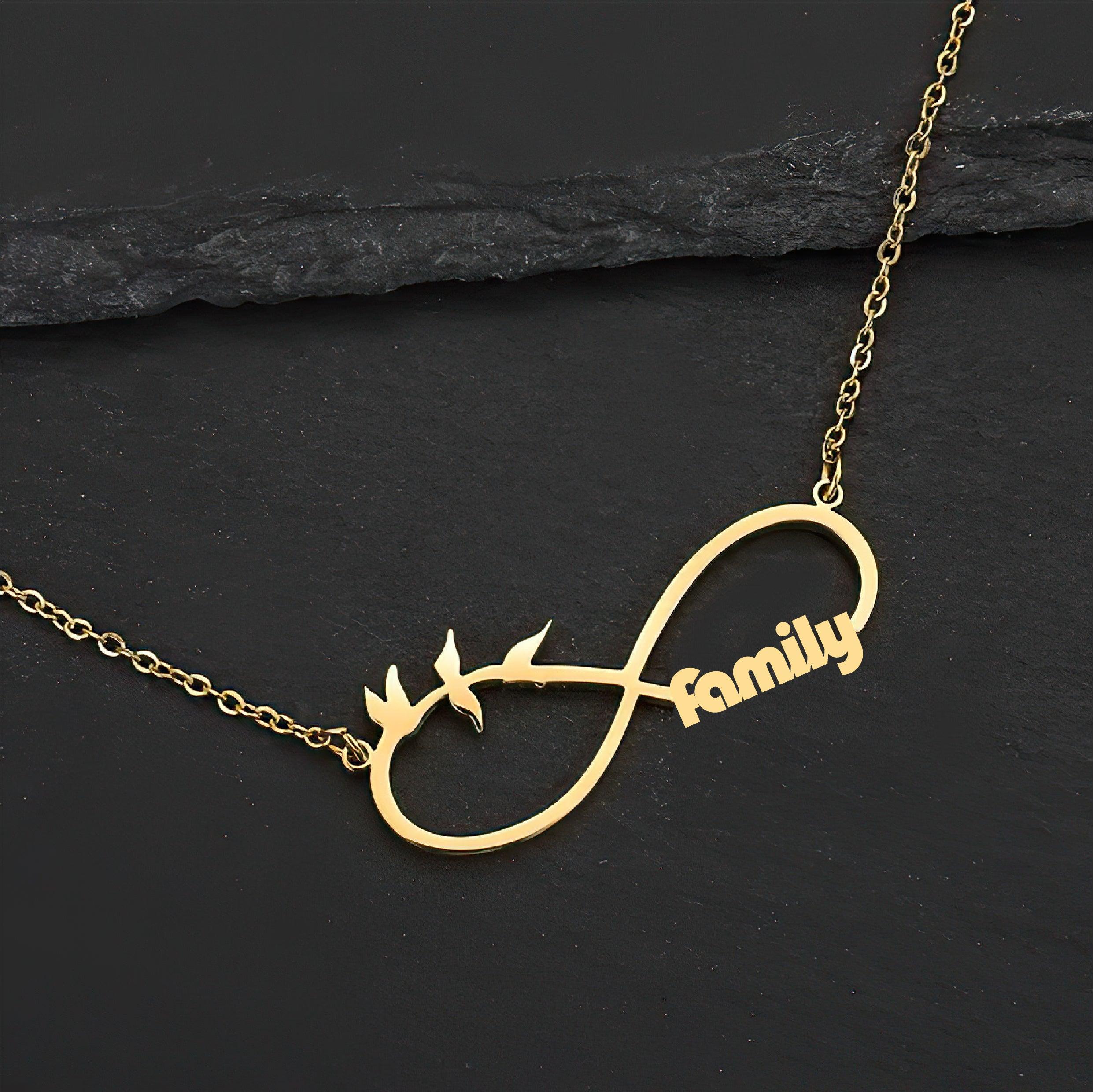 Custom Family Name Infinity Necklace – Personalized Gold Necklace - Alymwndw