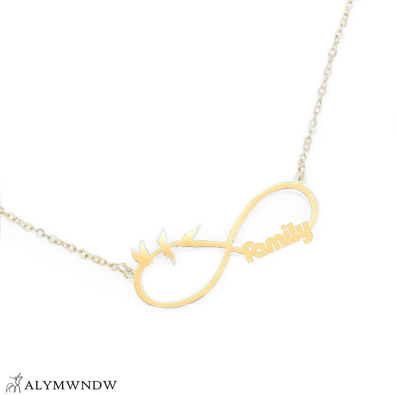 Custom Family Name Infinity Necklace – Personalized Gold Necklace - Alymwndw