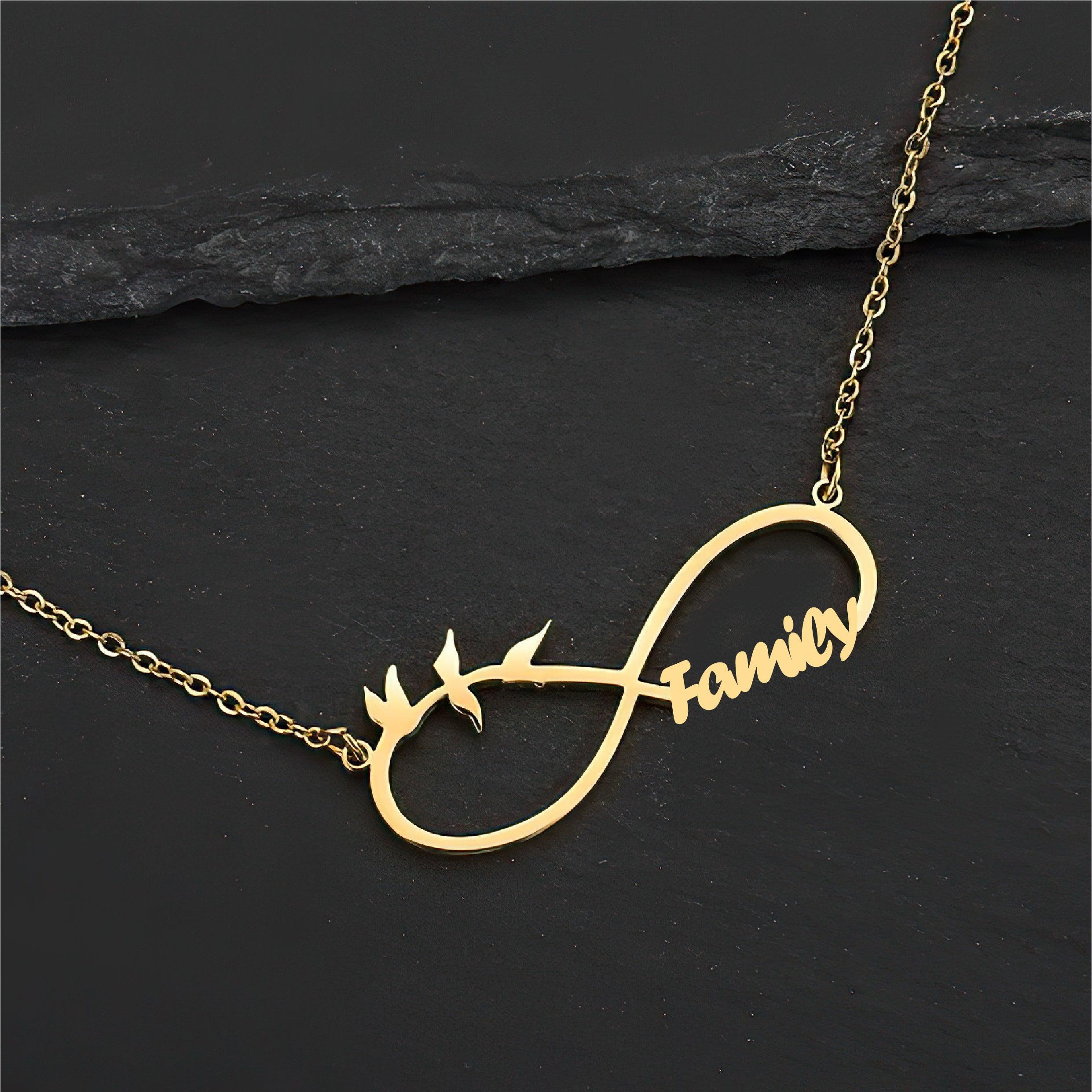 Custom Family Name Infinity Necklace – Personalized Gold Necklace - Alymwndw