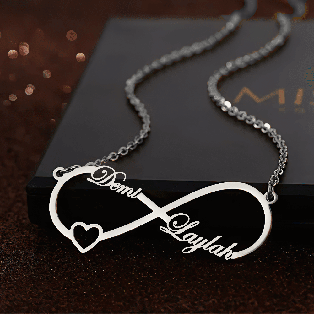 Custom Infinity Name Necklace with Heart – Personalized Gold Necklace - Alymwndw