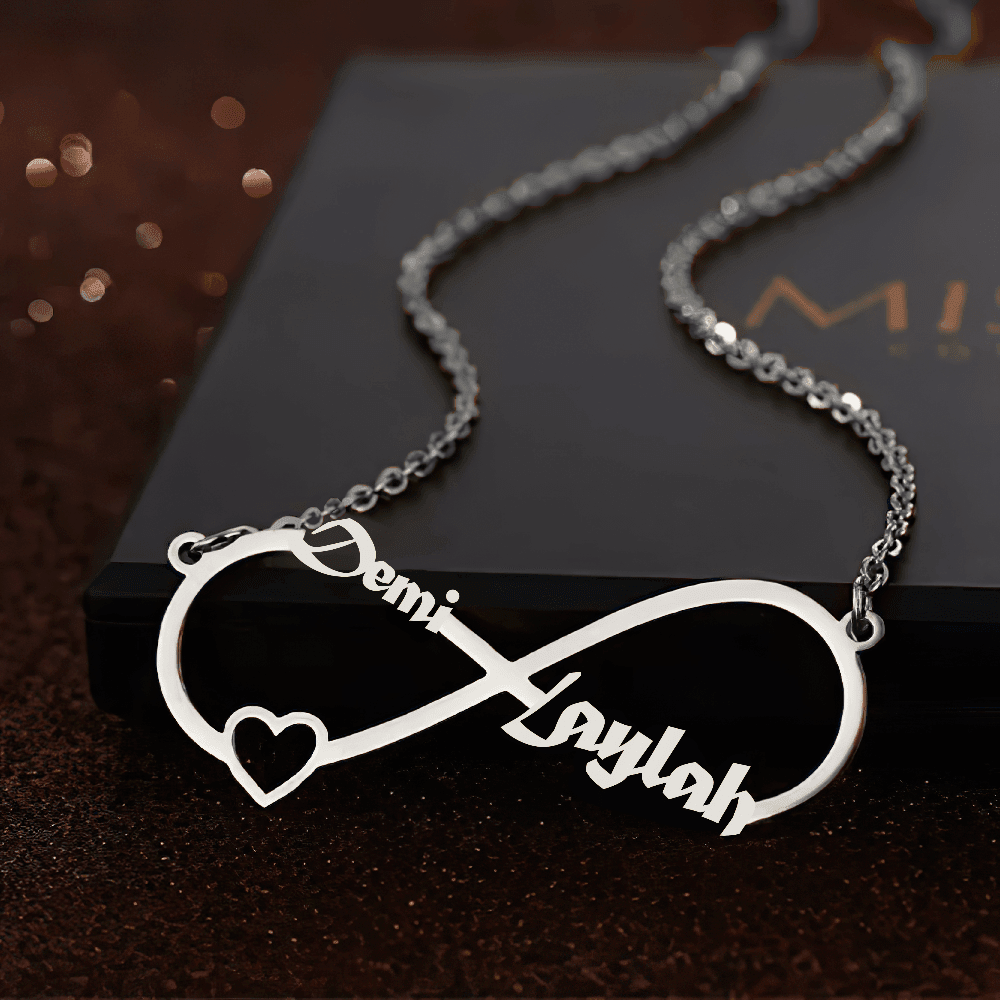 Custom Infinity Name Necklace with Heart – Personalized Gold Necklace - Alymwndw