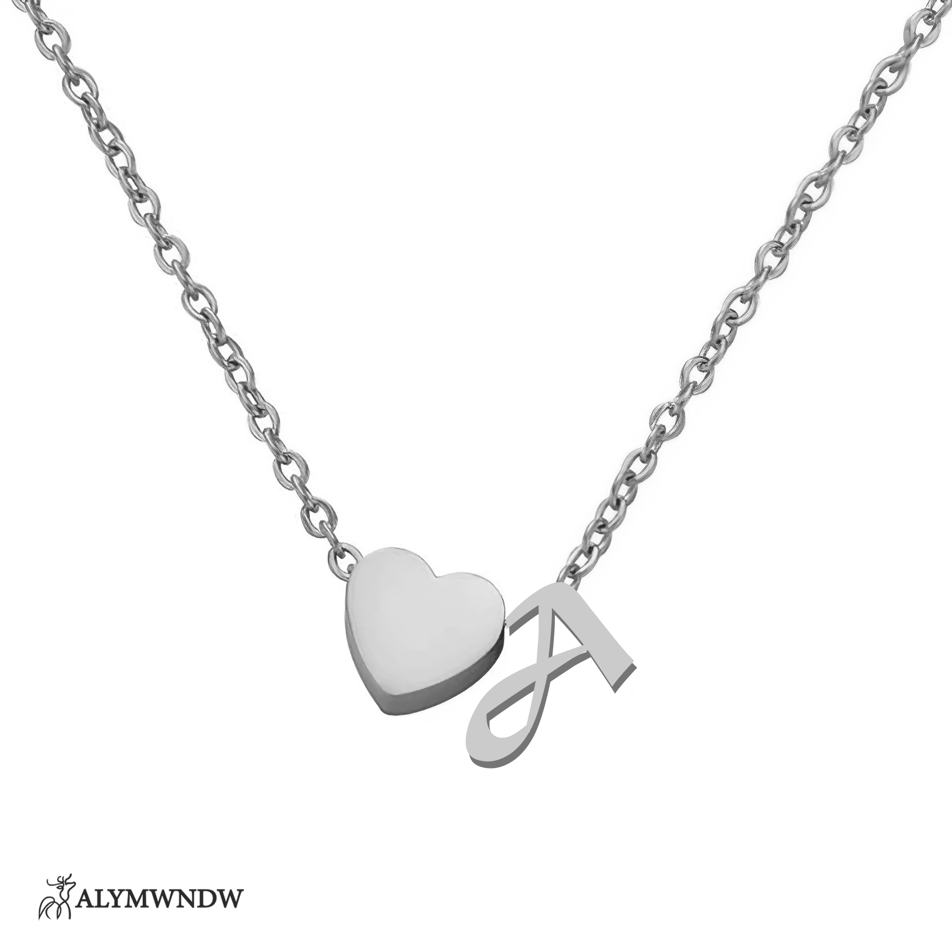Custom Initial Necklace with Heart Charm – Personalized Gold Jewelry - Alymwndw