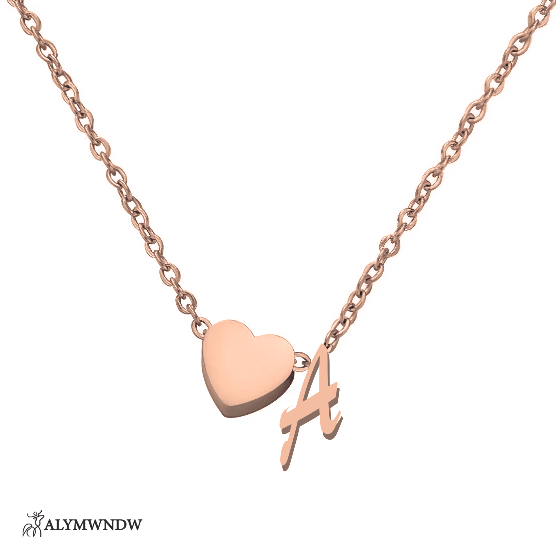 Custom Initial Necklace with Heart Charm – Personalized Gold Jewelry - Alymwndw