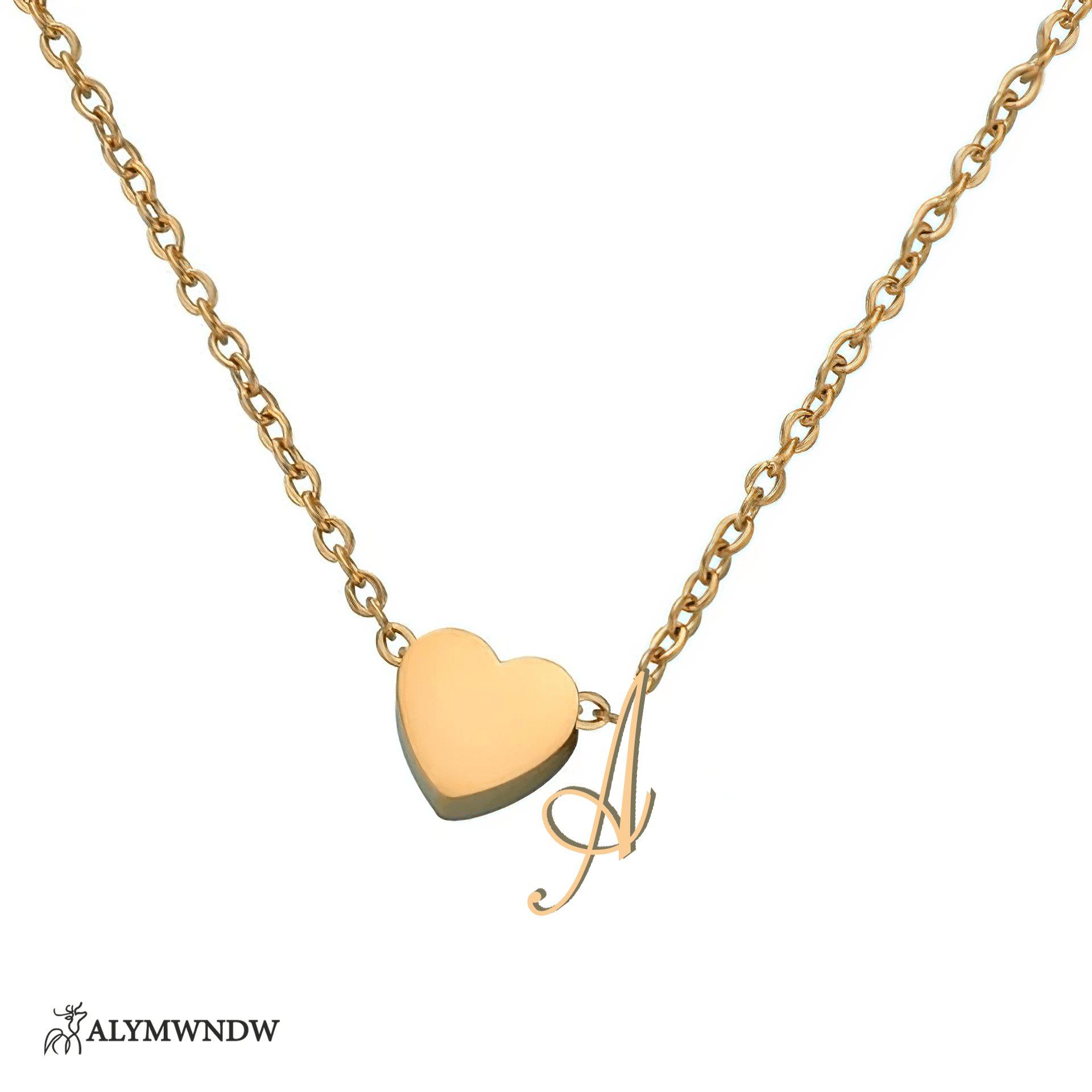 Custom Initial Necklace with Heart Charm – Personalized Gold Jewelry - Alymwndw