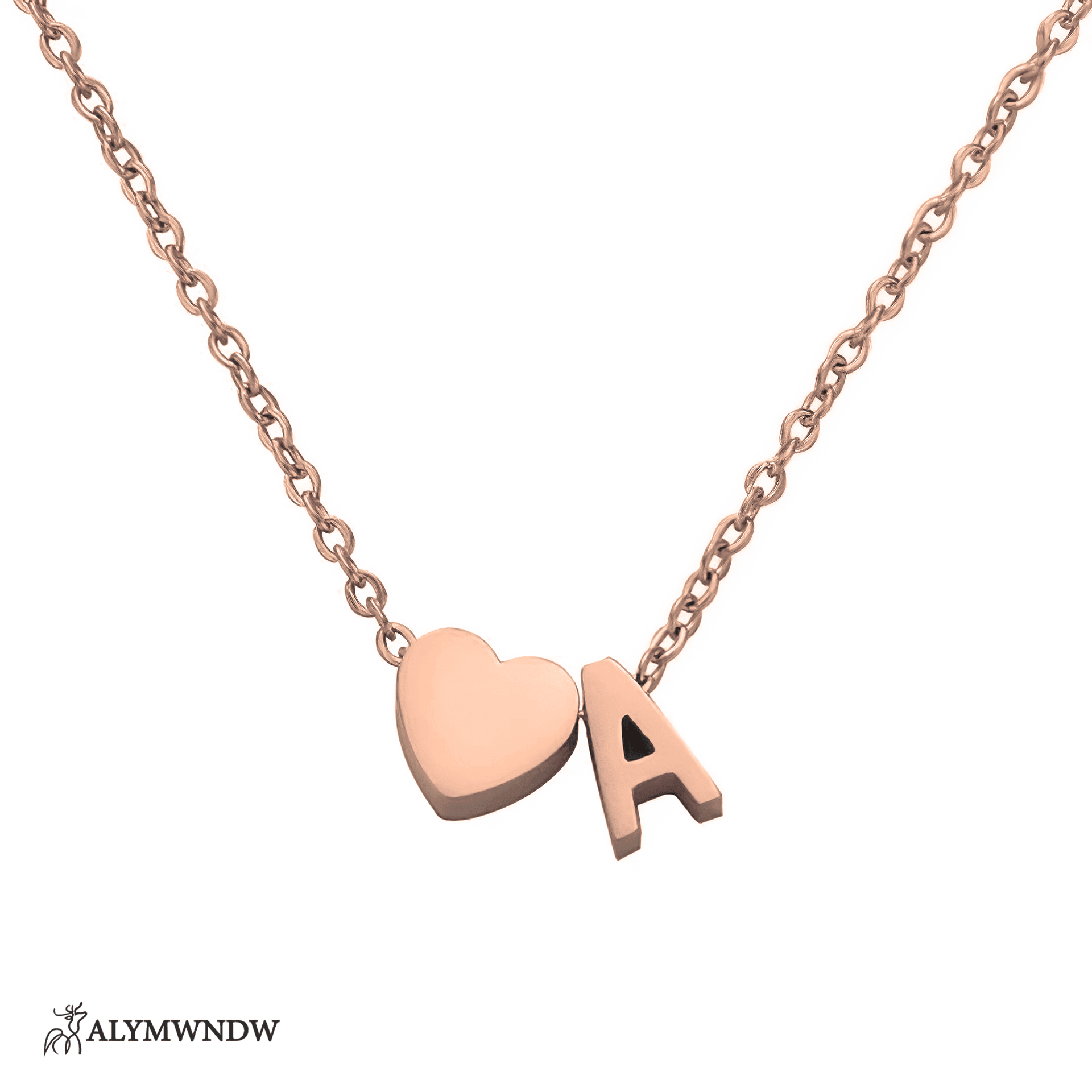 Custom Initial Necklace with Heart Charm – Personalized Gold Jewelry - Alymwndw