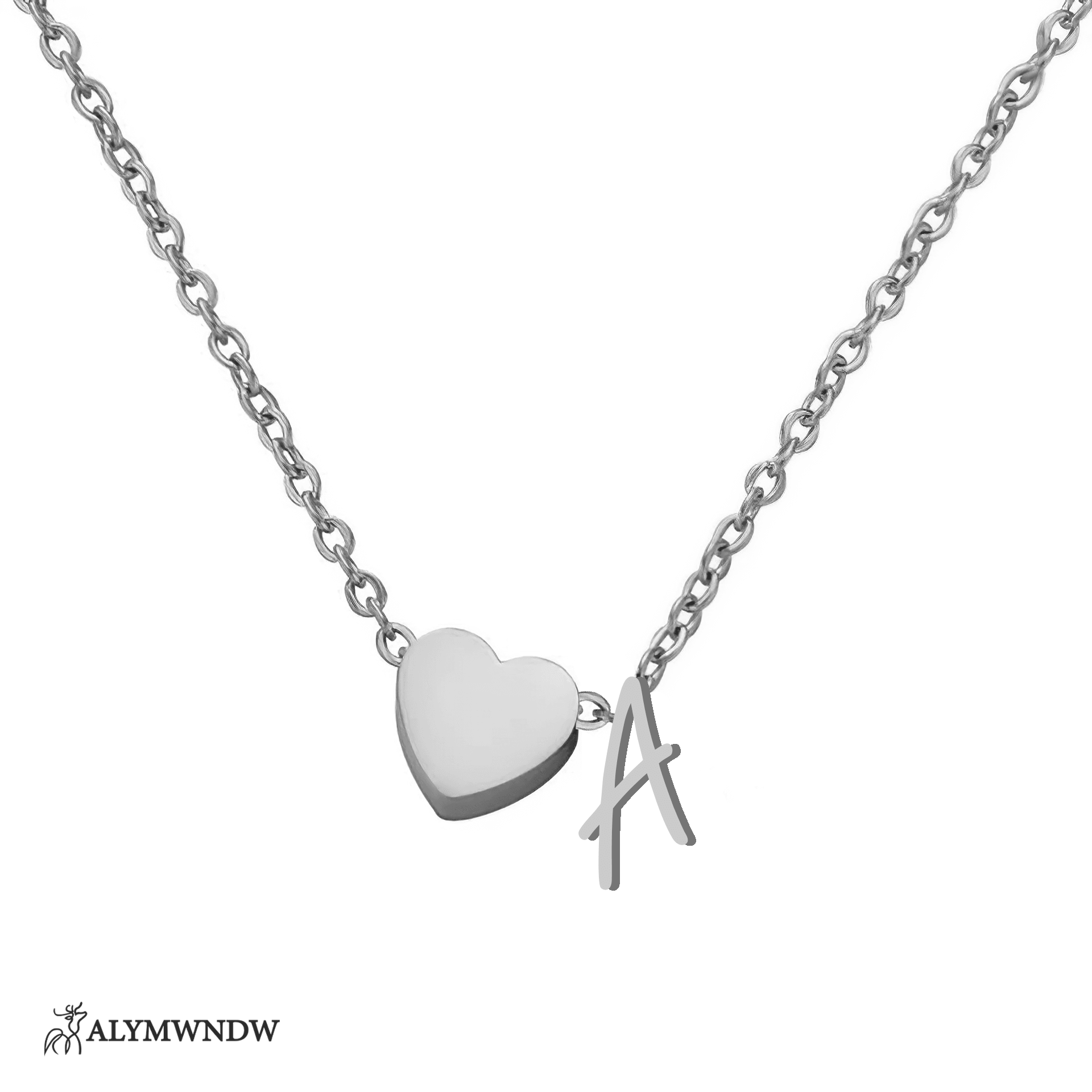 Custom Initial Necklace with Heart Charm – Personalized Gold Jewelry - Alymwndw