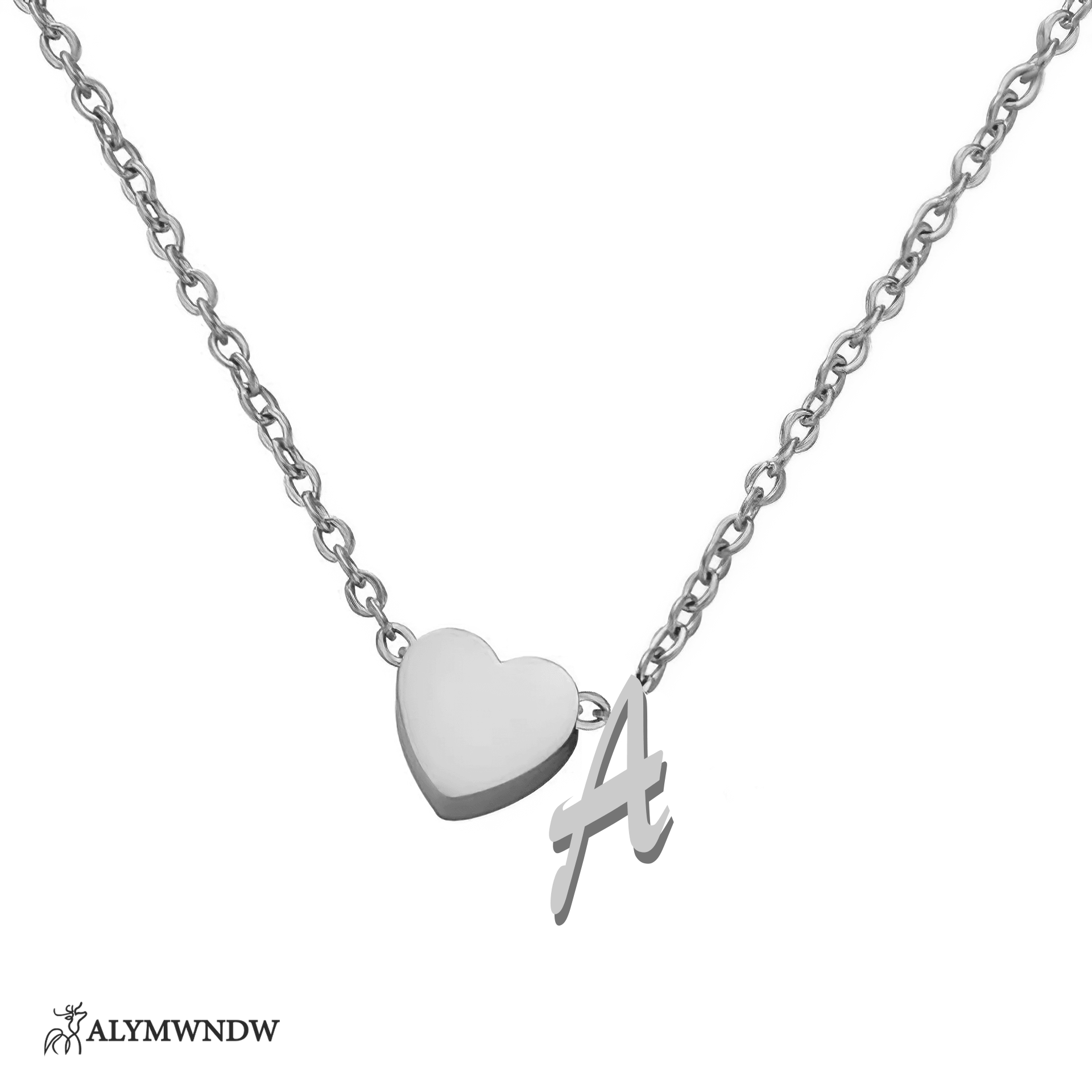 Custom Initial Necklace with Heart Charm – Personalized Gold Jewelry - Alymwndw