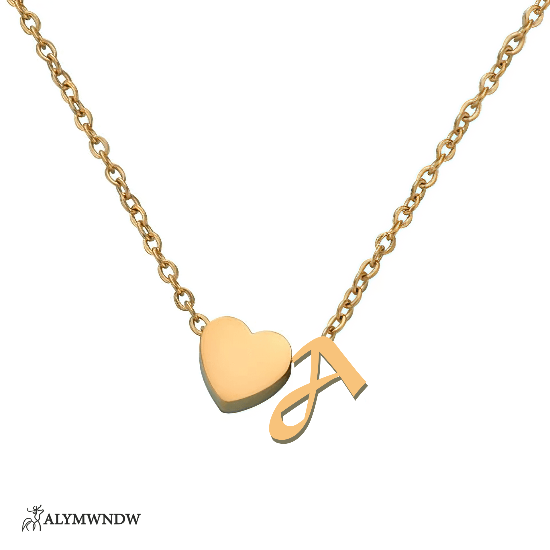Custom Initial Necklace with Heart Charm – Personalized Gold Jewelry - Alymwndw