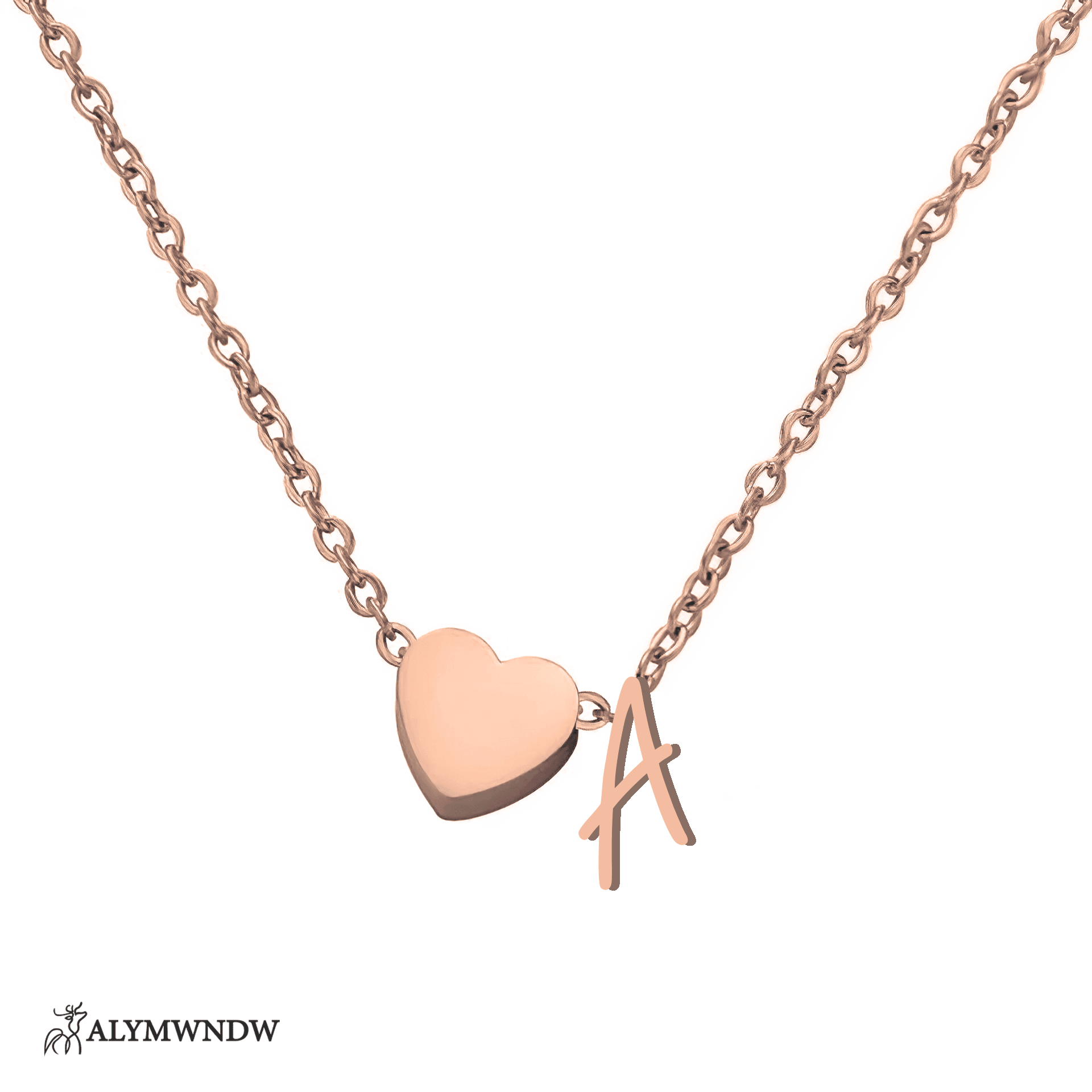 Custom Initial Necklace with Heart Charm – Personalized Gold Jewelry - Alymwndw