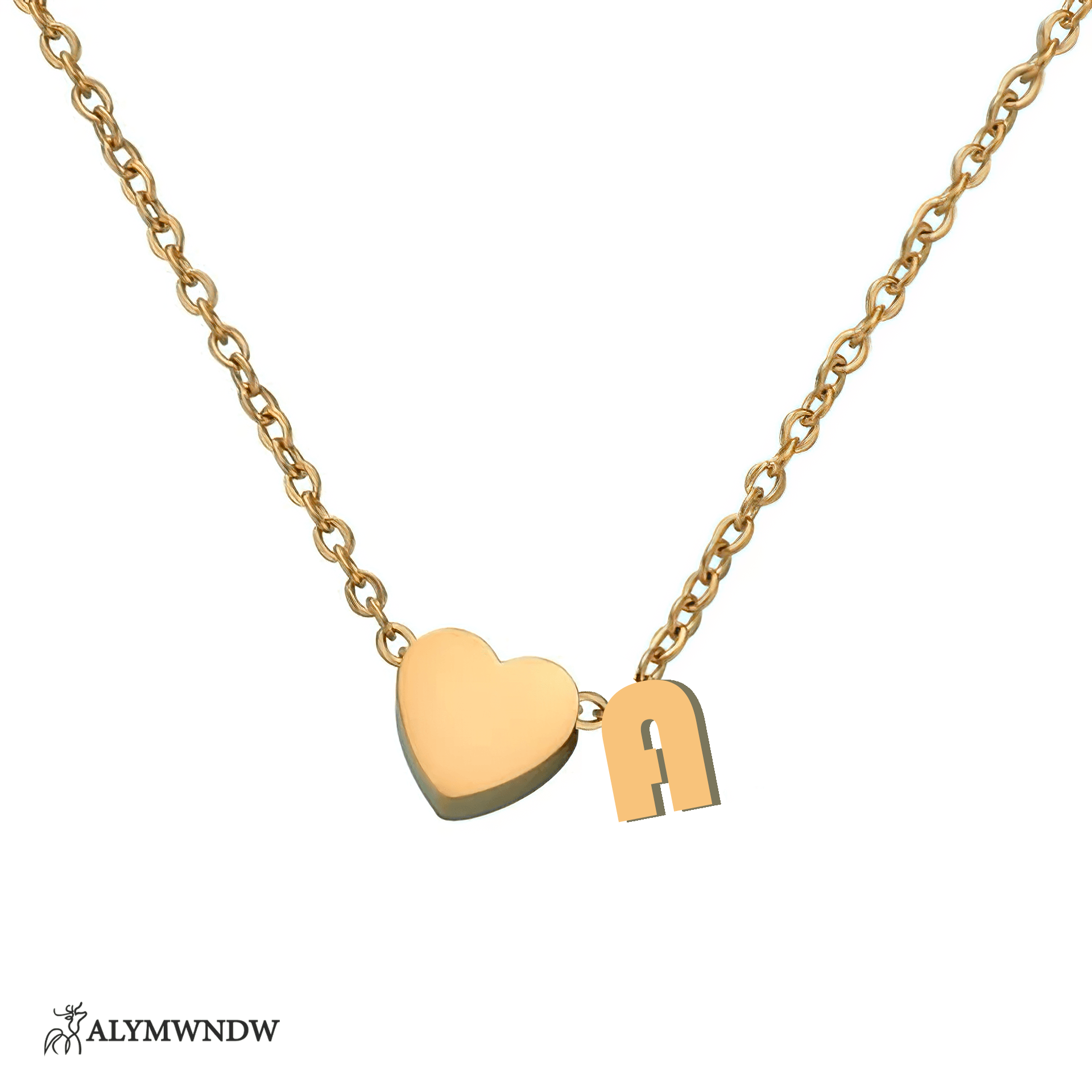 Custom Initial Necklace with Heart Charm – Personalized Gold Jewelry - Alymwndw