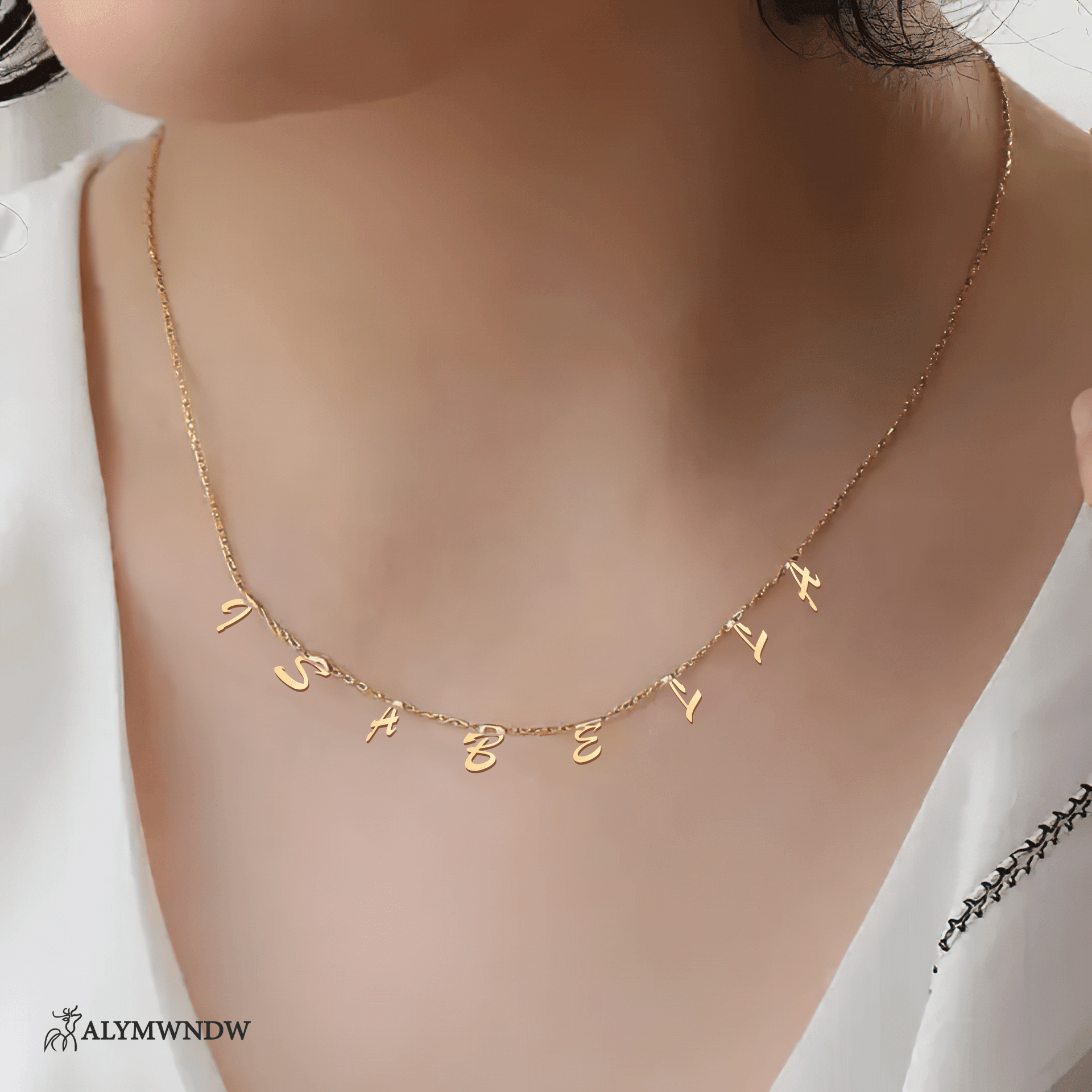 Custom Multi Initial Necklace – Personalized Gold Letter Necklace - Alymwndw