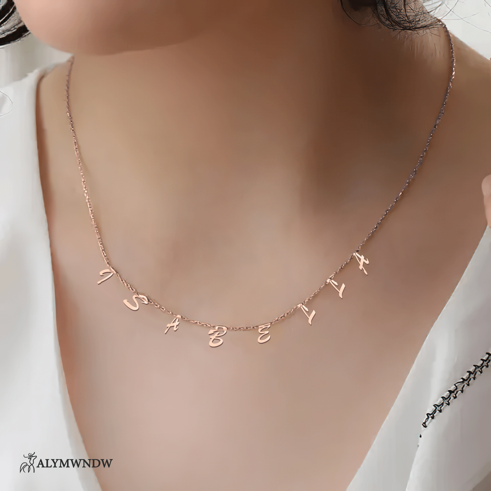 Custom Multi Initial Necklace – Personalized Gold Letter Necklace - Alymwndw