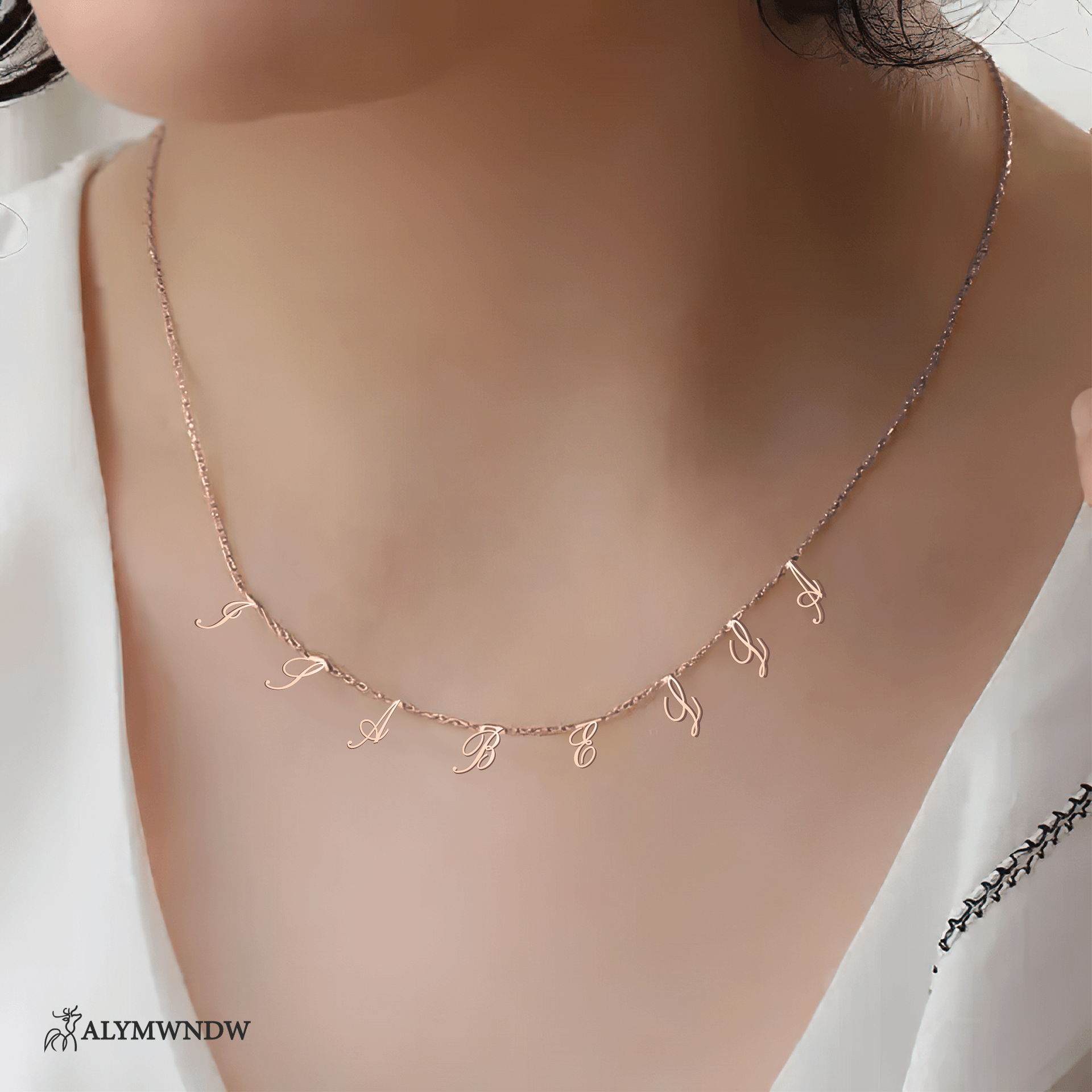 Custom Multi Initial Necklace – Personalized Gold Letter Necklace - Alymwndw