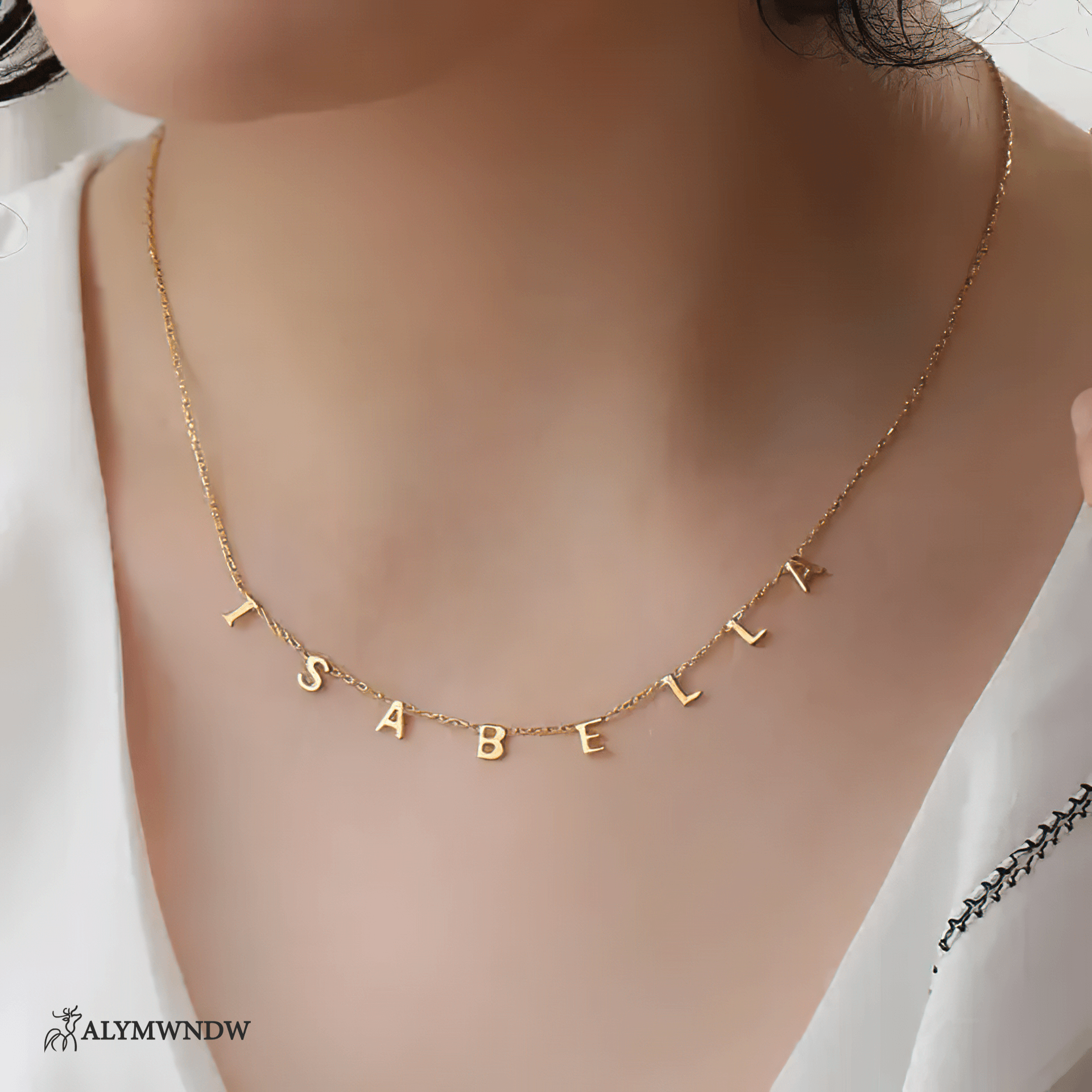 Custom Multi Initial Necklace – Personalized Gold Letter Necklace - Alymwndw
