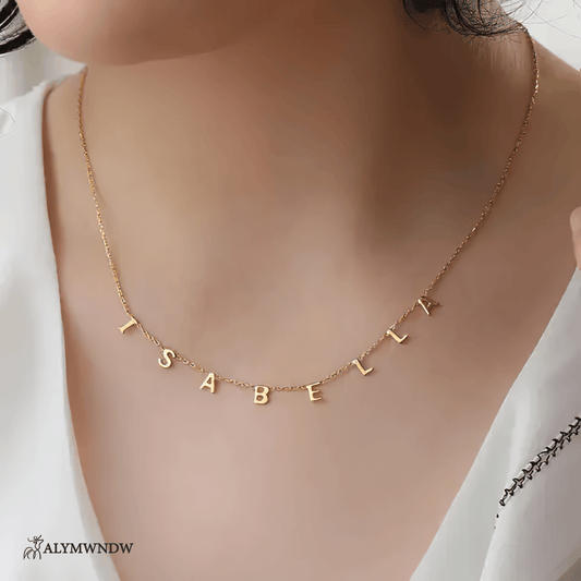 Custom Multi Initial Necklace – Personalized Gold Letter Necklace - Alymwndw