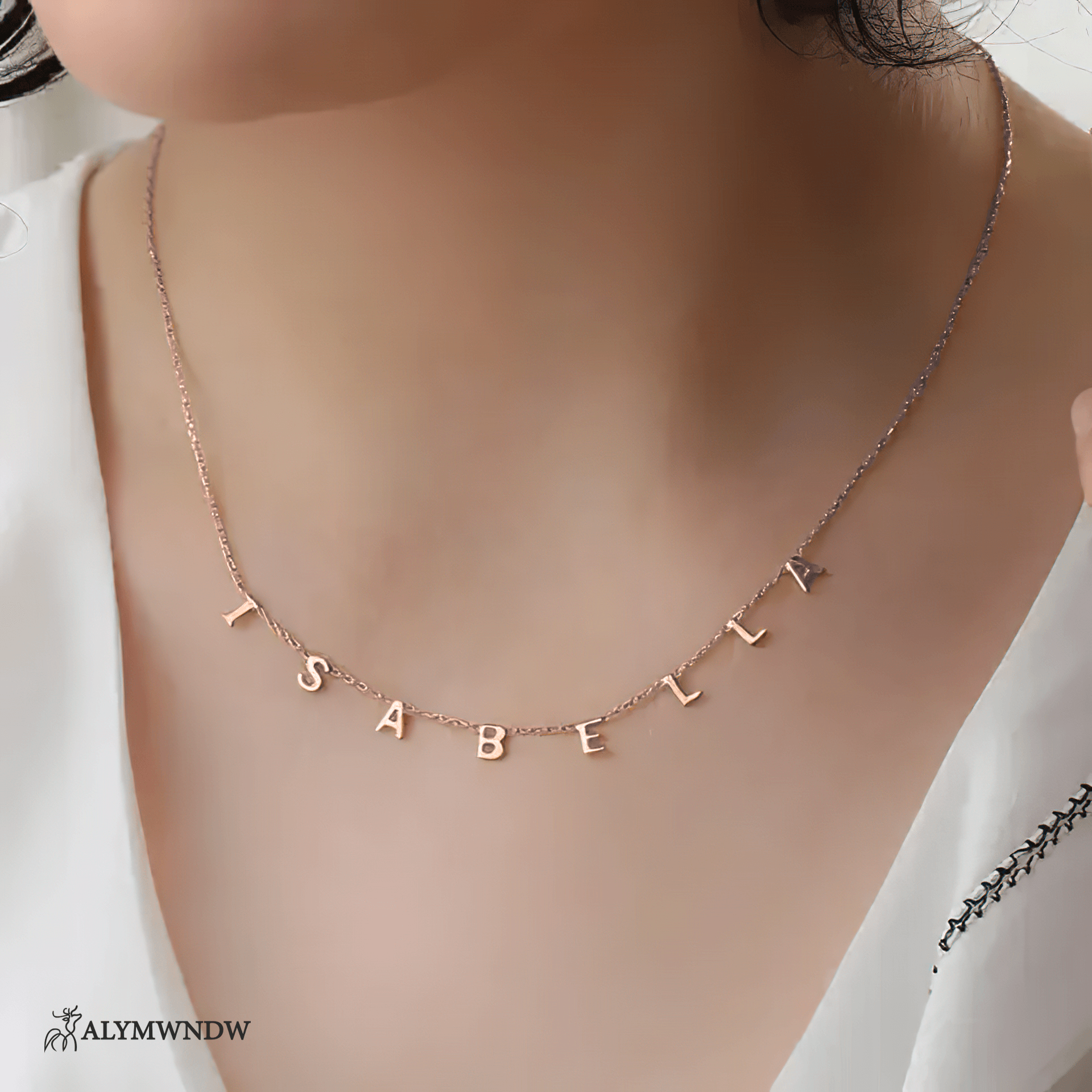 Custom Multi Initial Necklace – Personalized Gold Letter Necklace - Alymwndw