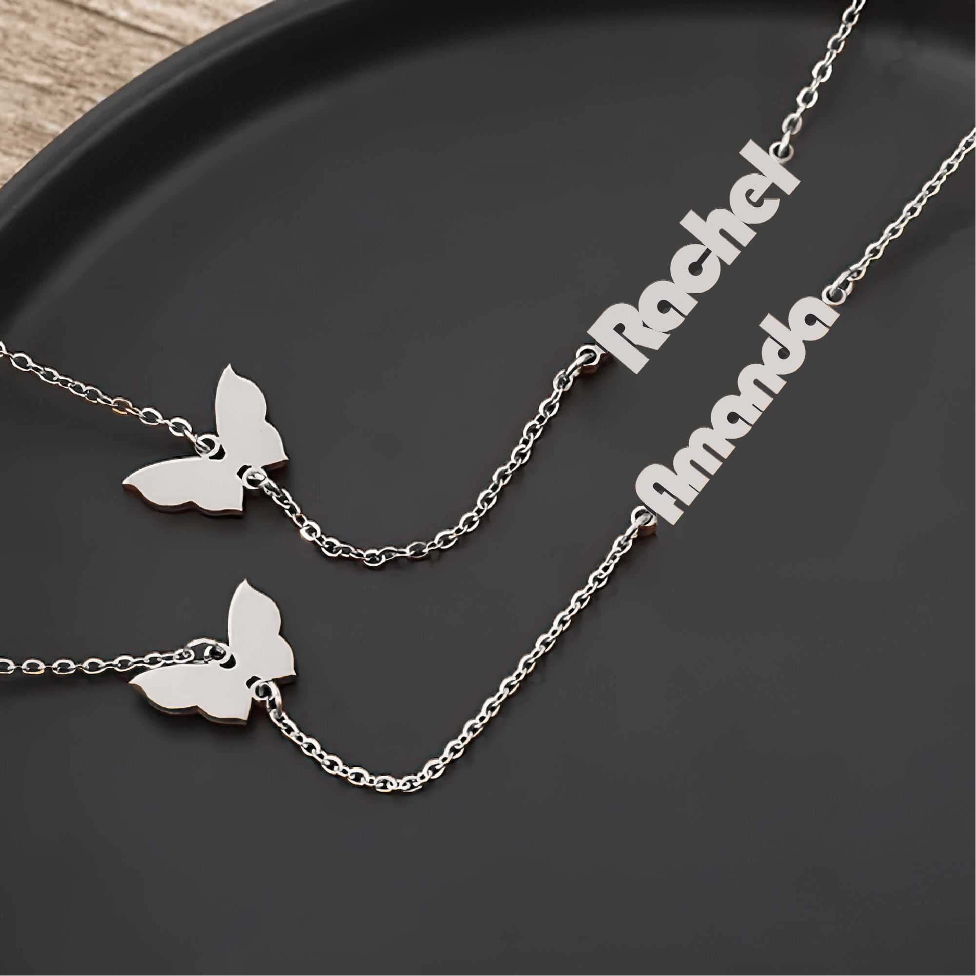 Custom Name Necklace with Butterfly Gold – Personalized Name Necklace (18K/21K/22K) - Alymwndw
