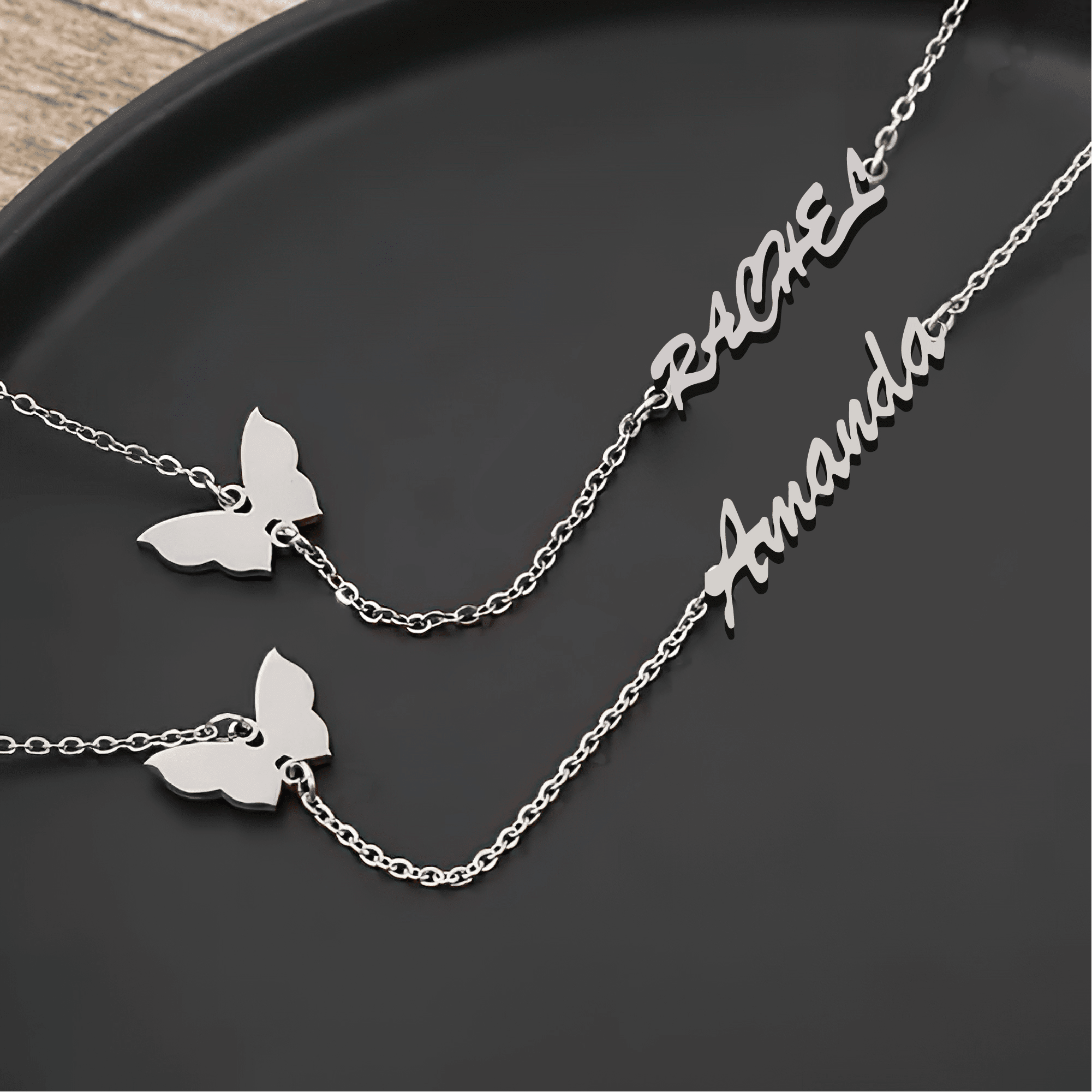 Custom Name Necklace with Butterfly Gold – Personalized Name Necklace (18K/21K/22K) - Alymwndw
