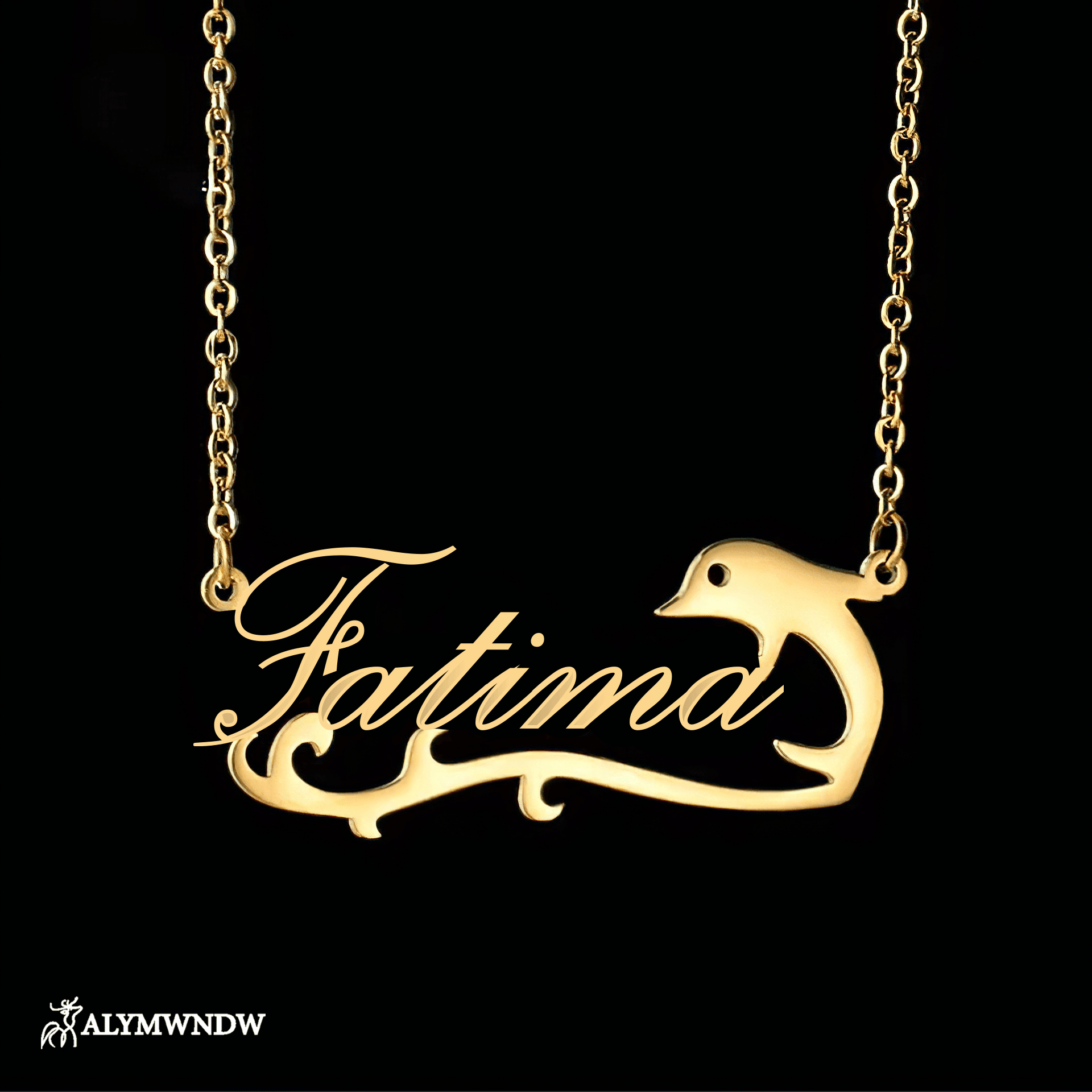 Custom Name Necklace with Dolphin Charm – Personalized Gold Jewelry - Alymwndw