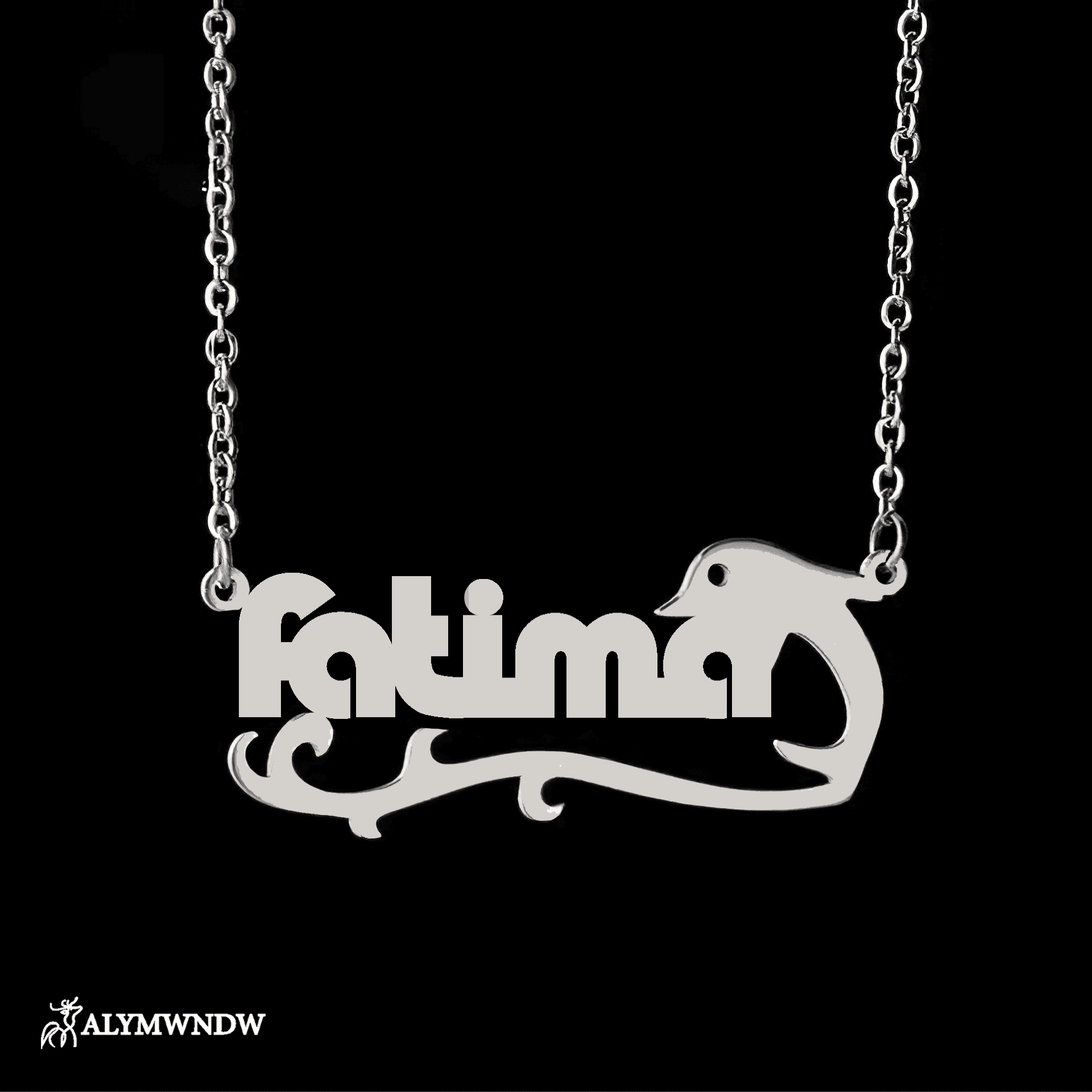 Custom Name Necklace with Dolphin Charm – Personalized Gold Jewelry - Alymwndw