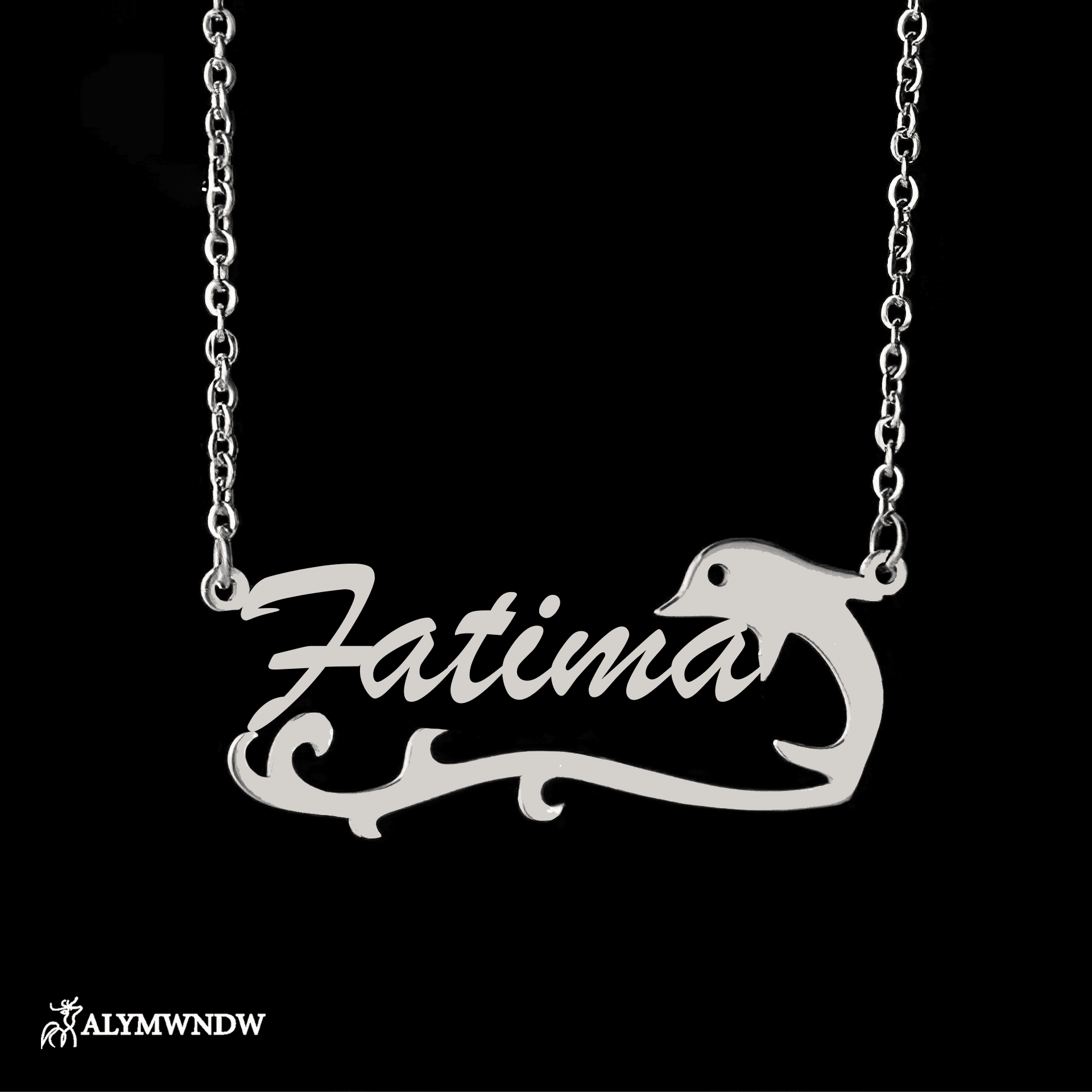 Custom Name Necklace with Dolphin Charm – Personalized Gold Jewelry - Alymwndw