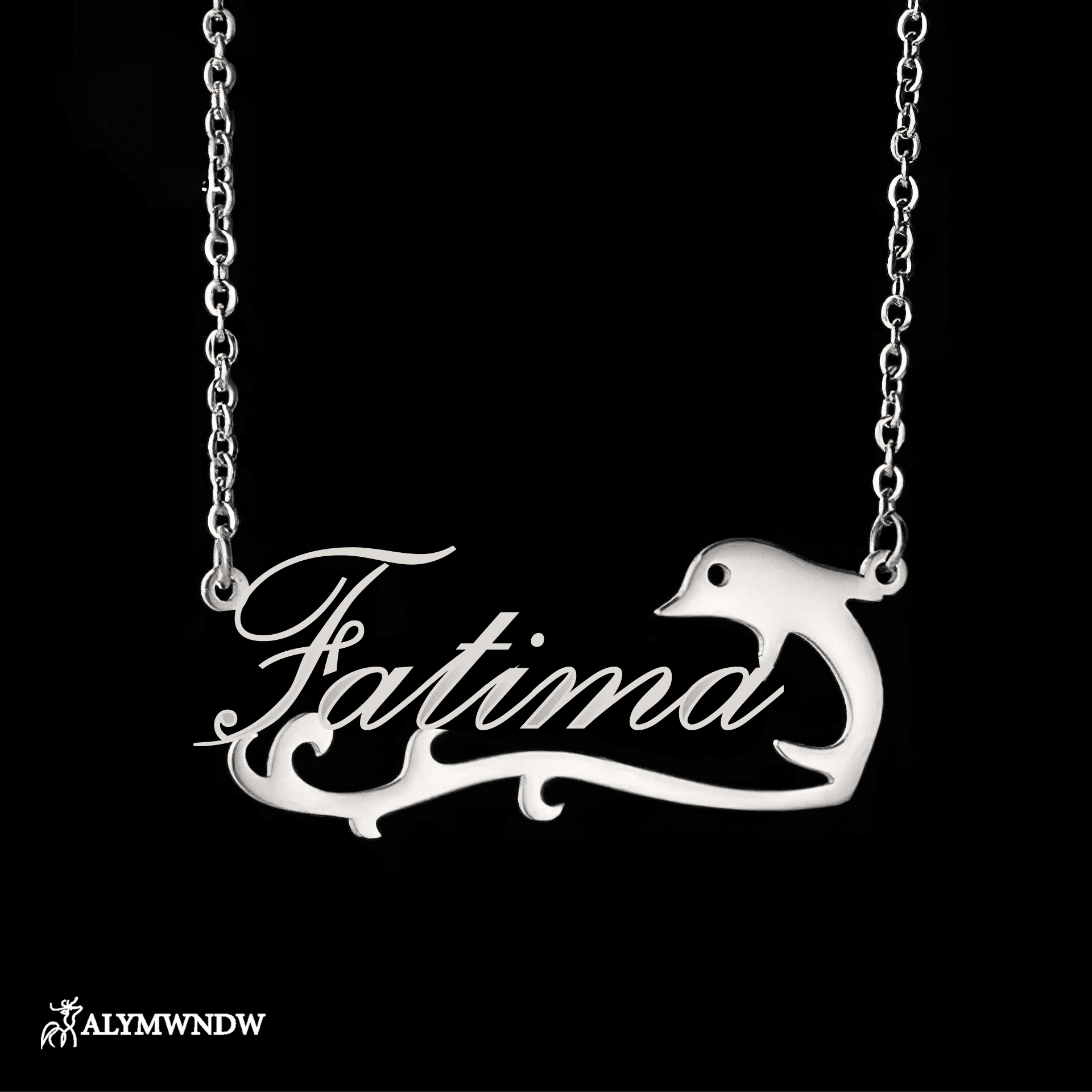 Custom Name Necklace with Dolphin Charm – Personalized Gold Jewelry - Alymwndw