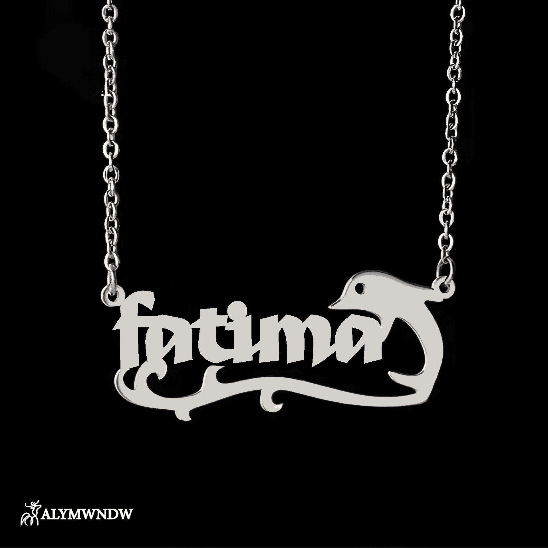 Custom Name Necklace with Dolphin Charm – Personalized Gold Jewelry - Alymwndw