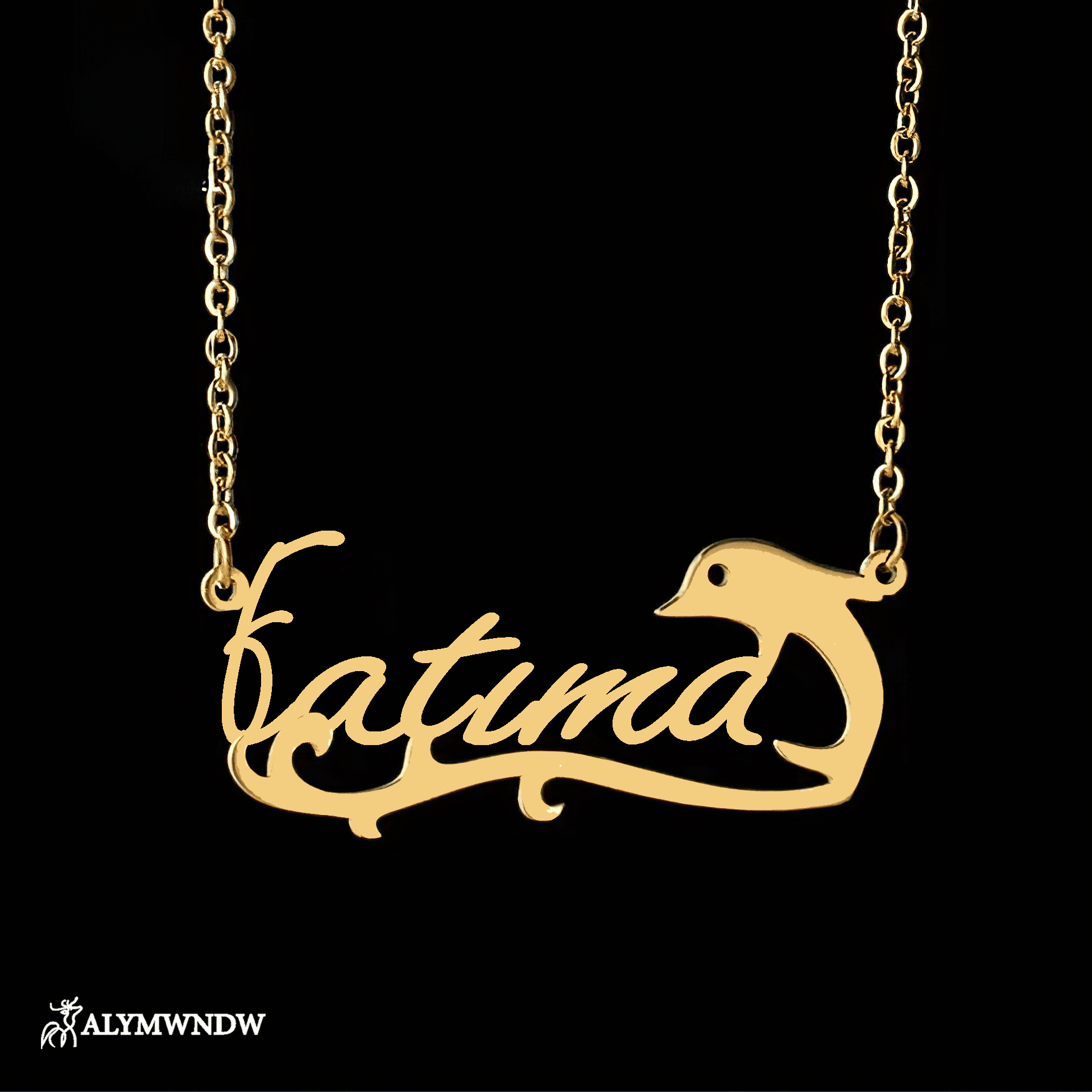 Custom Name Necklace with Dolphin Charm – Personalized Gold Jewelry - Alymwndw