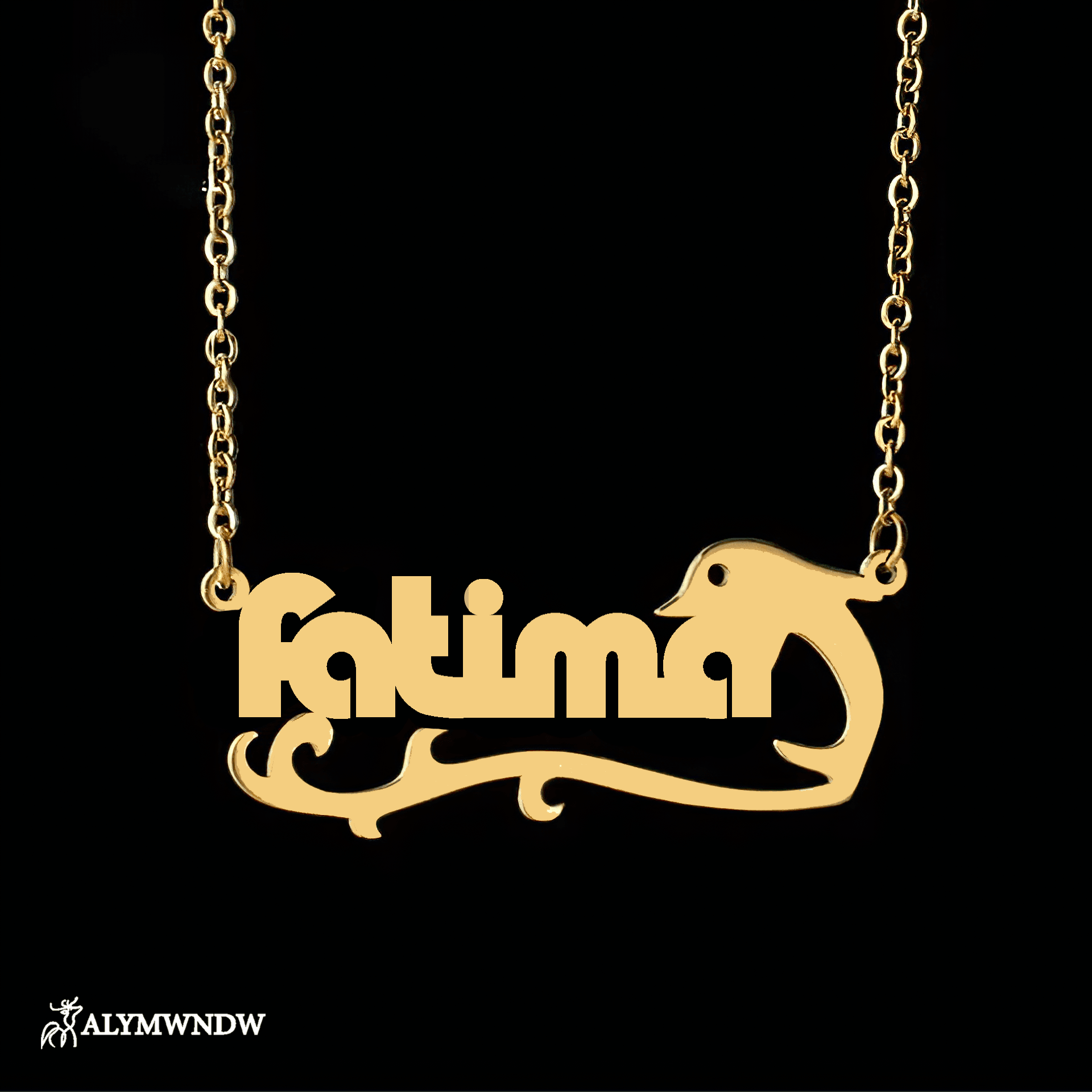 Custom Name Necklace with Dolphin Charm – Personalized Gold Jewelry - Alymwndw