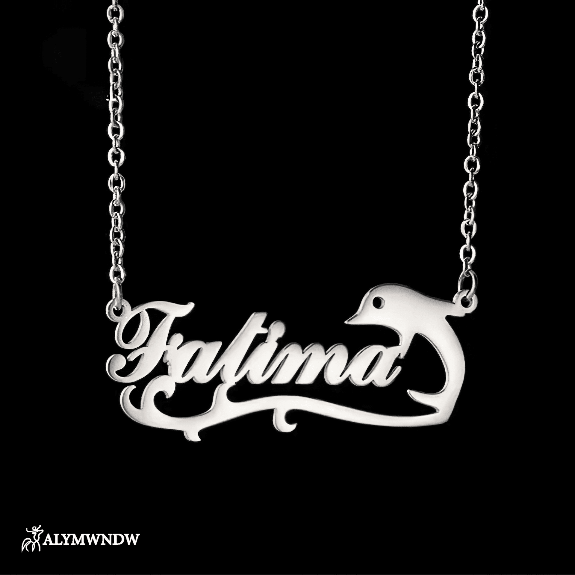 Custom Name Necklace with Dolphin Charm – Personalized Gold Jewelry - Alymwndw