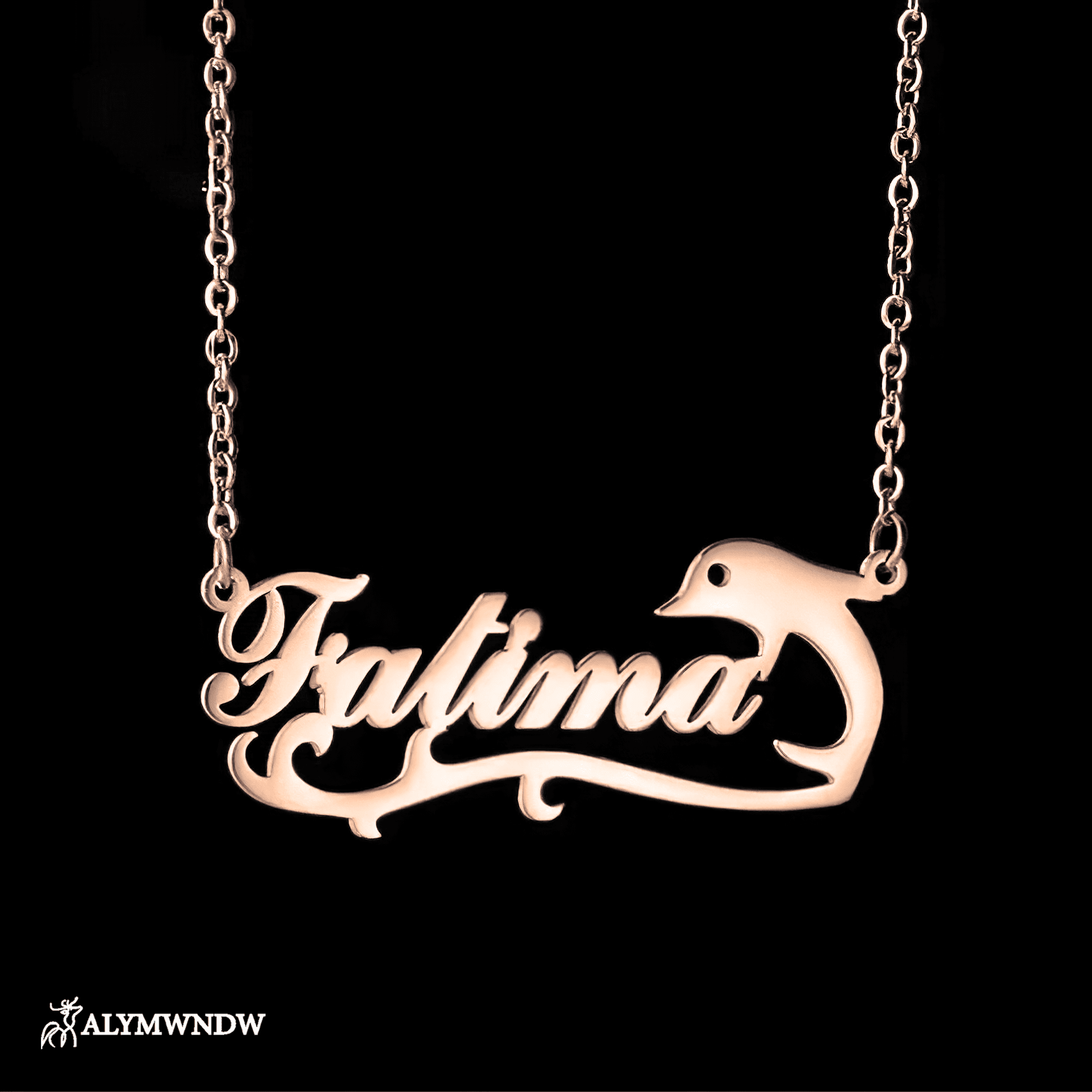Custom Name Necklace with Dolphin Charm – Personalized Gold Jewelry - Alymwndw