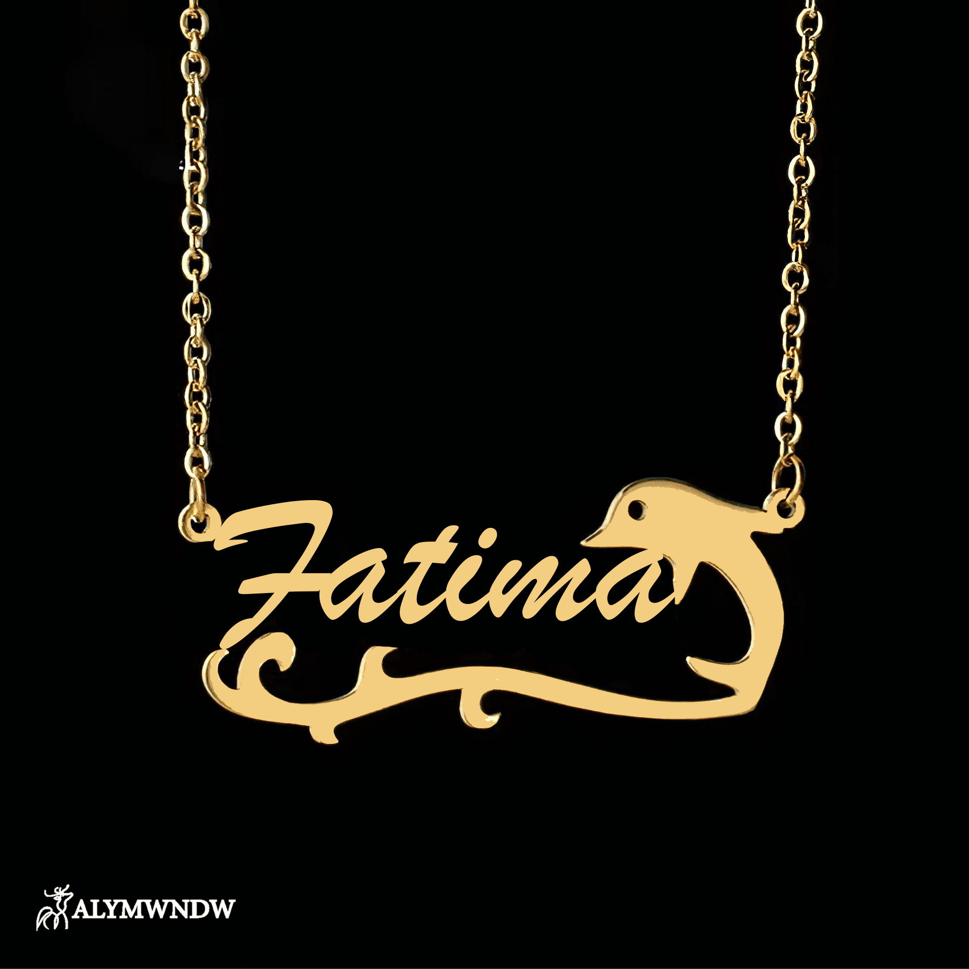 Custom Name Necklace with Dolphin Charm – Personalized Gold Jewelry - Alymwndw