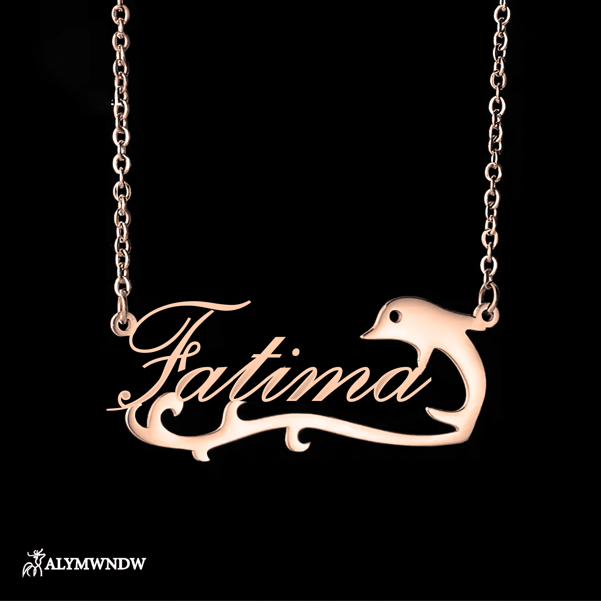 Custom Name Necklace with Dolphin Charm – Personalized Gold Jewelry - Alymwndw
