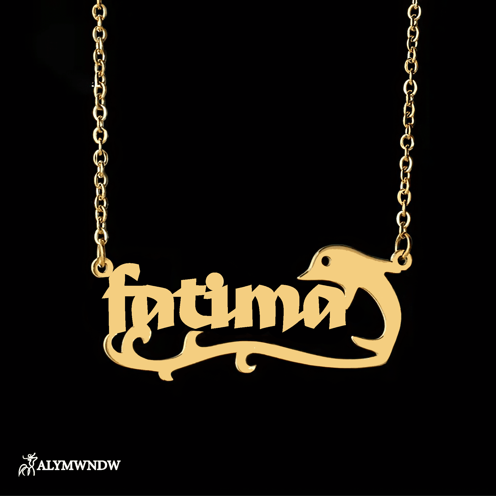 Custom Name Necklace with Dolphin Charm – Personalized Gold Jewelry - Alymwndw