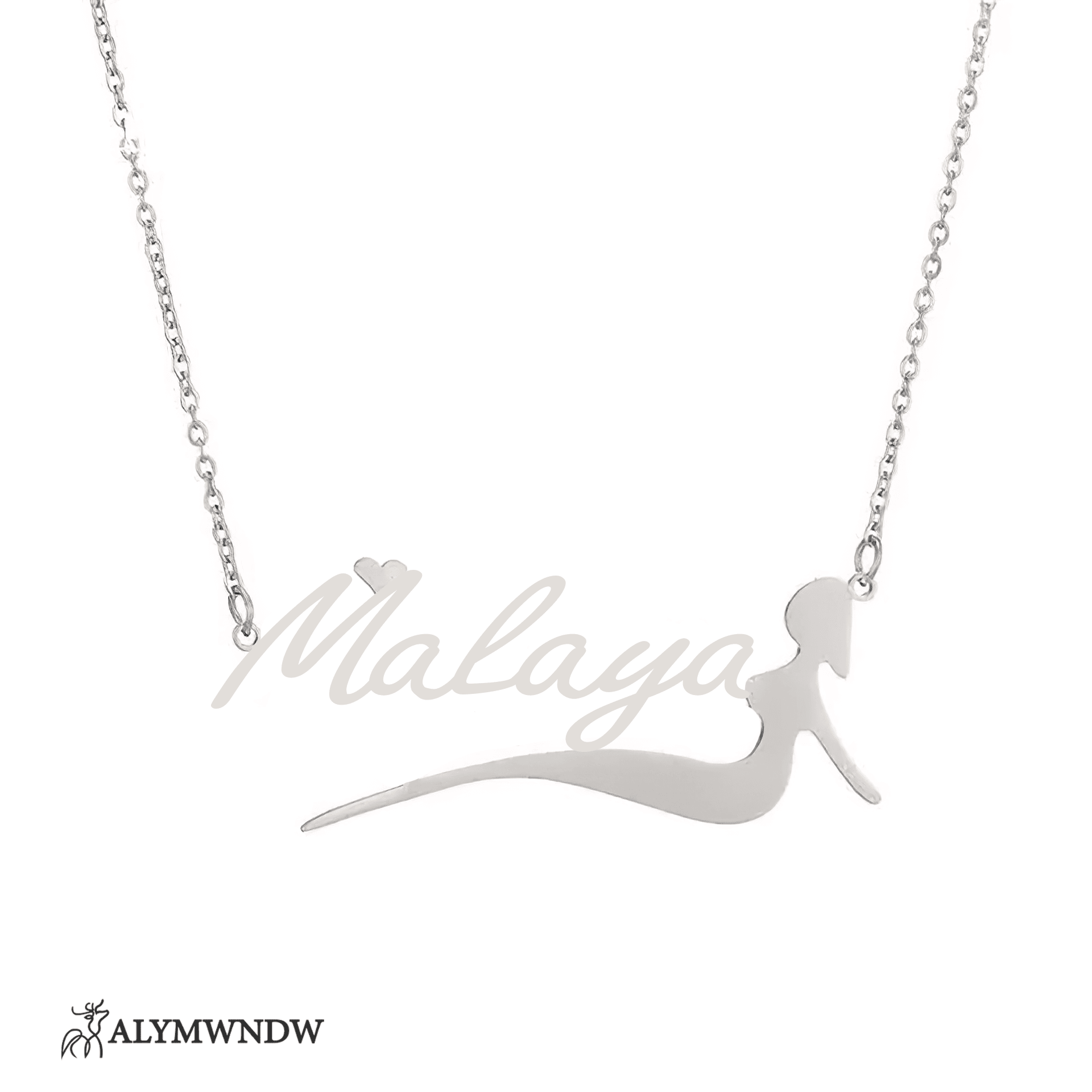 Custom Name Necklace with Girl Silhouette – Personalized Gold Jewelry - Alymwndw