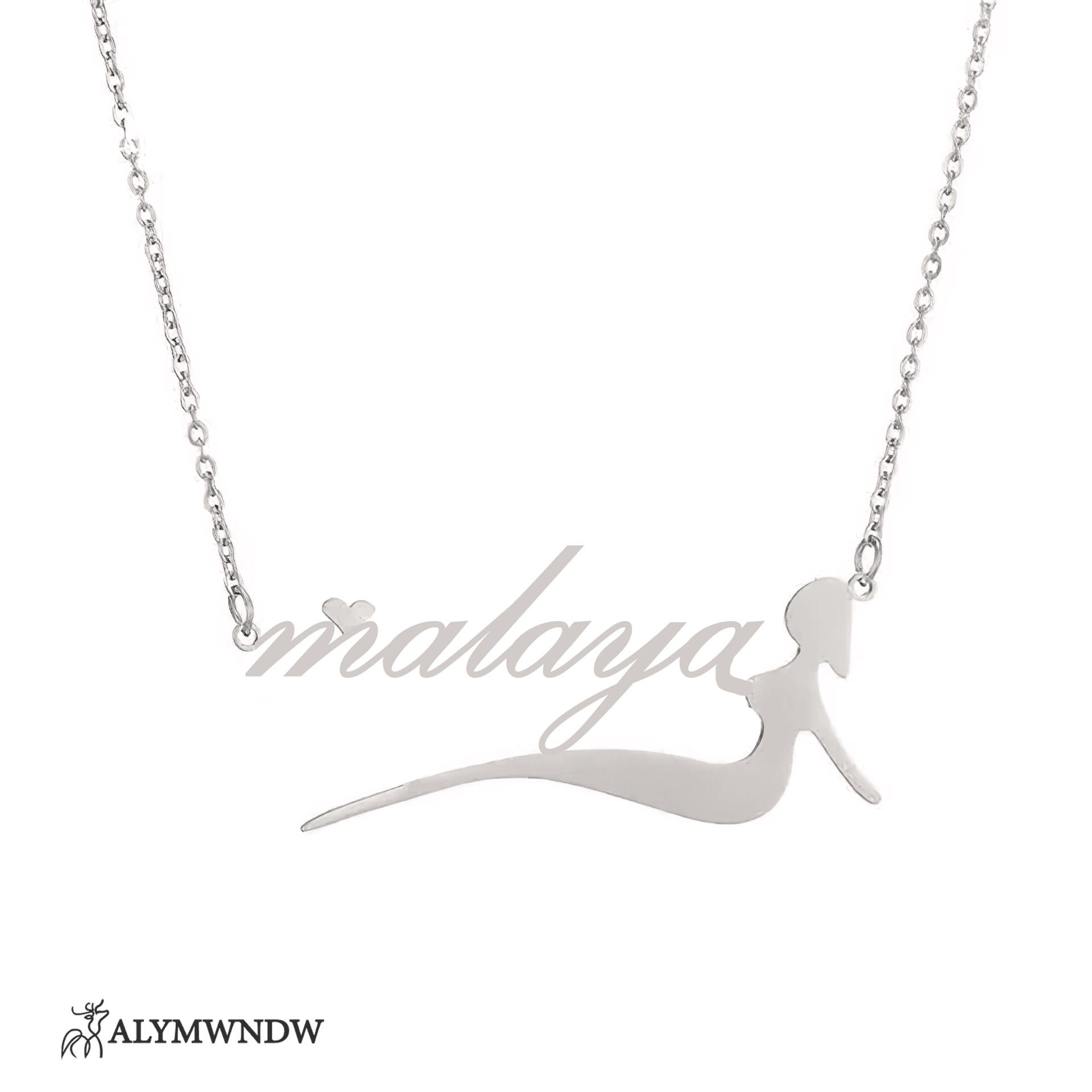 Custom Name Necklace with Girl Silhouette – Personalized Gold Jewelry - Alymwndw