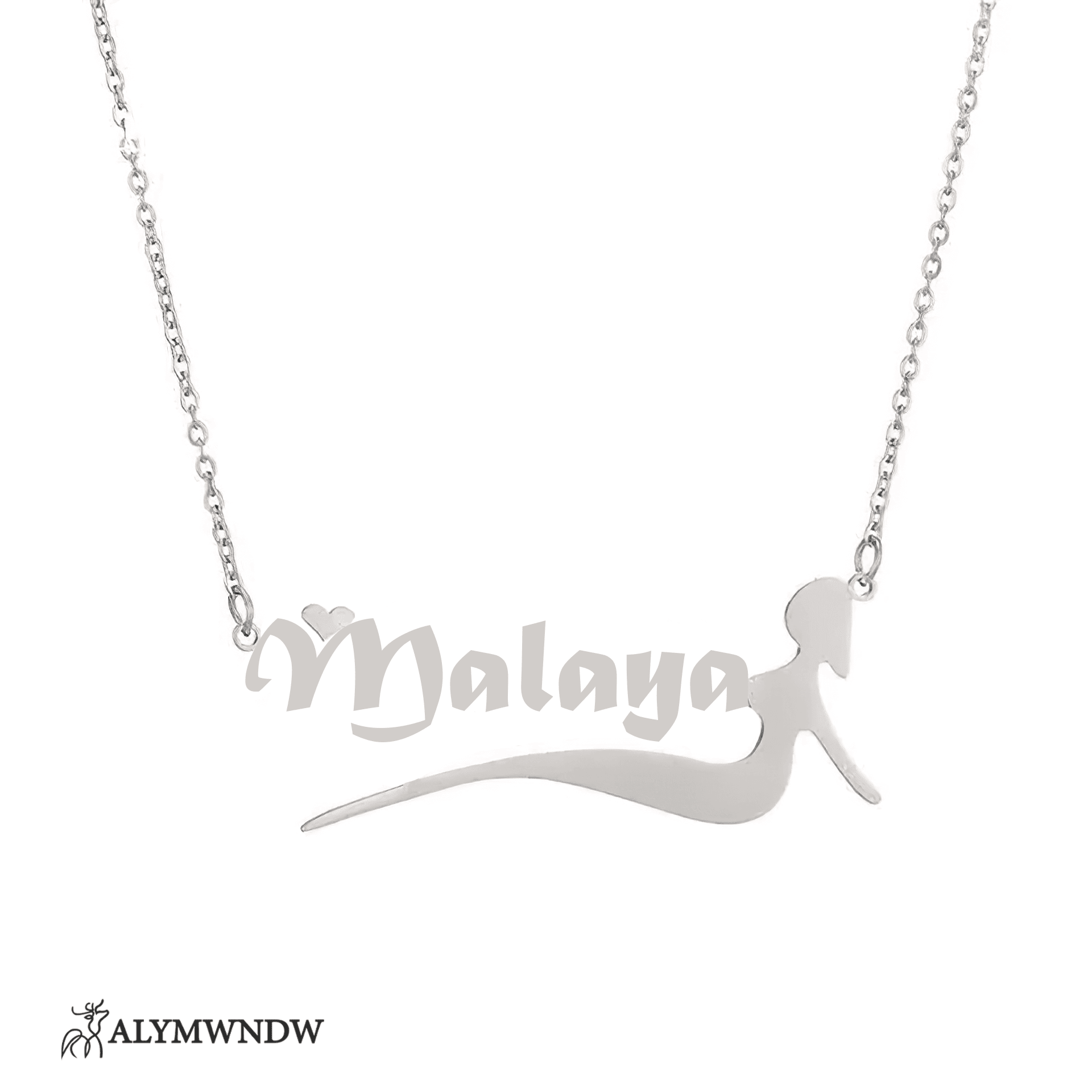 Custom Name Necklace with Girl Silhouette – Personalized Gold Jewelry - Alymwndw