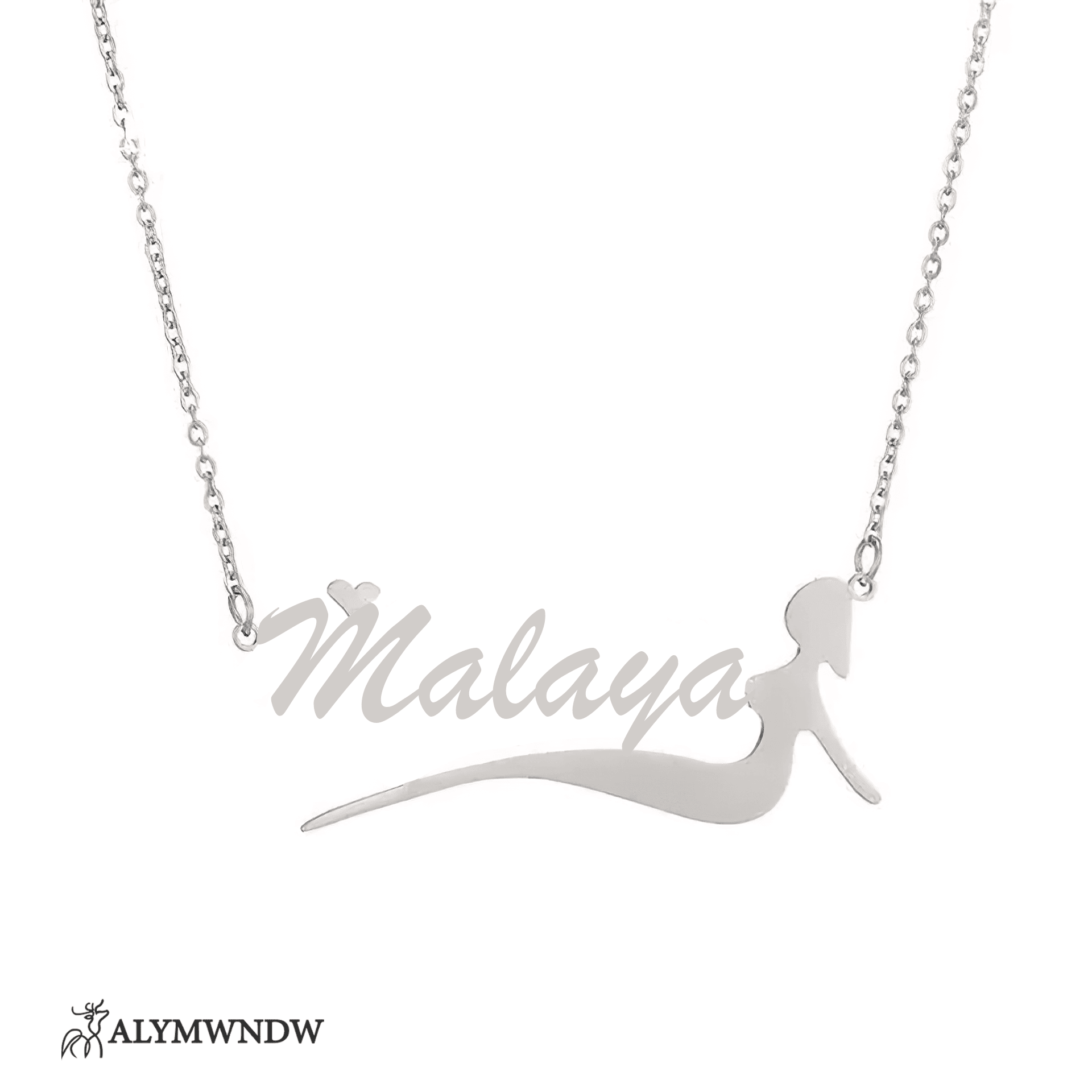 Custom Name Necklace with Girl Silhouette – Personalized Gold Jewelry - Alymwndw