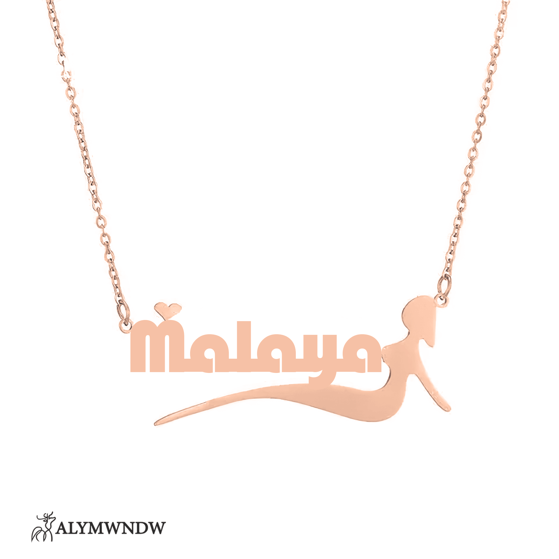 Custom Name Necklace with Girl Silhouette – Personalized Gold Jewelry - Alymwndw