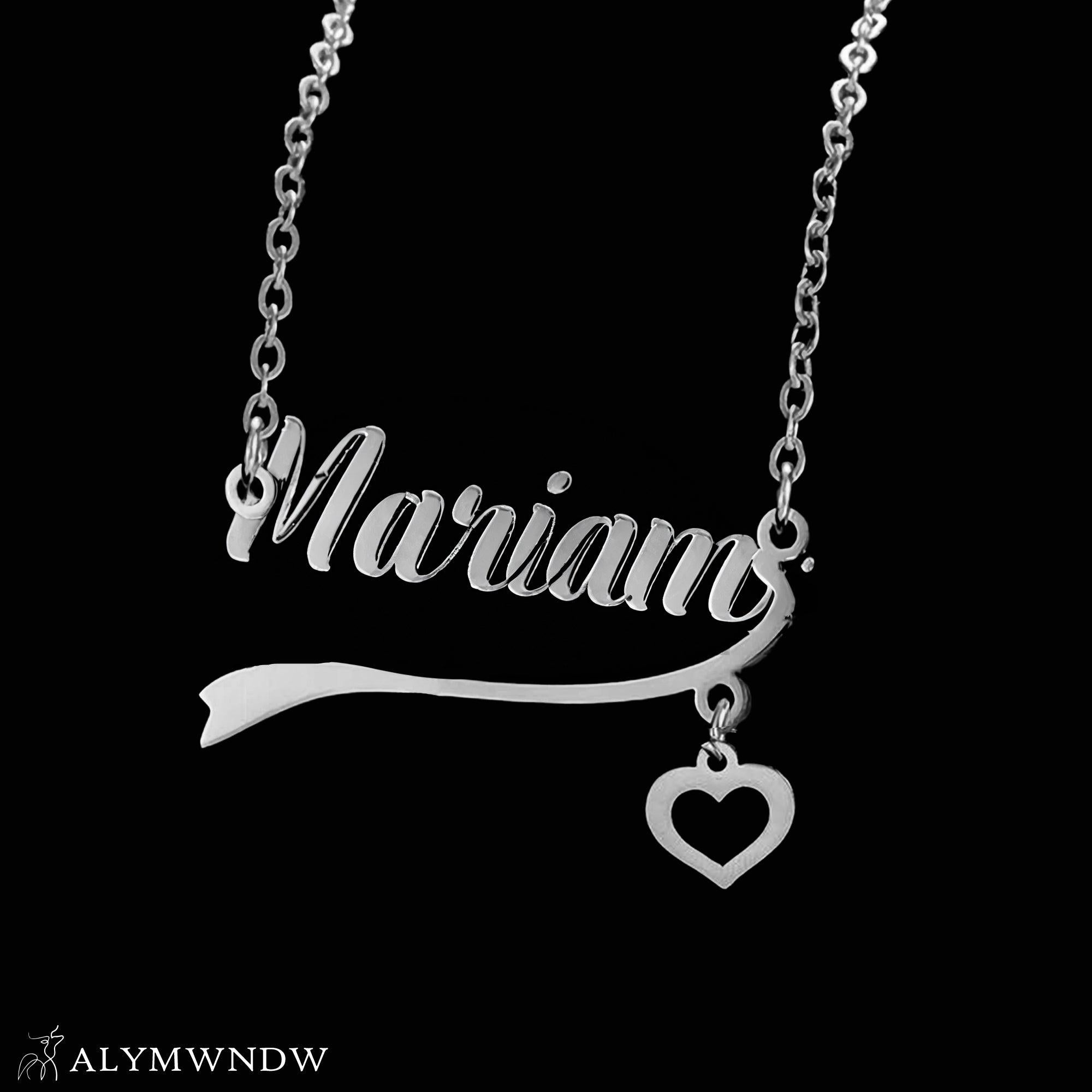 Custom Name Necklace with Heart – 18K / 21K / 22K Gold Personalized Jewelry - Alymwndw
