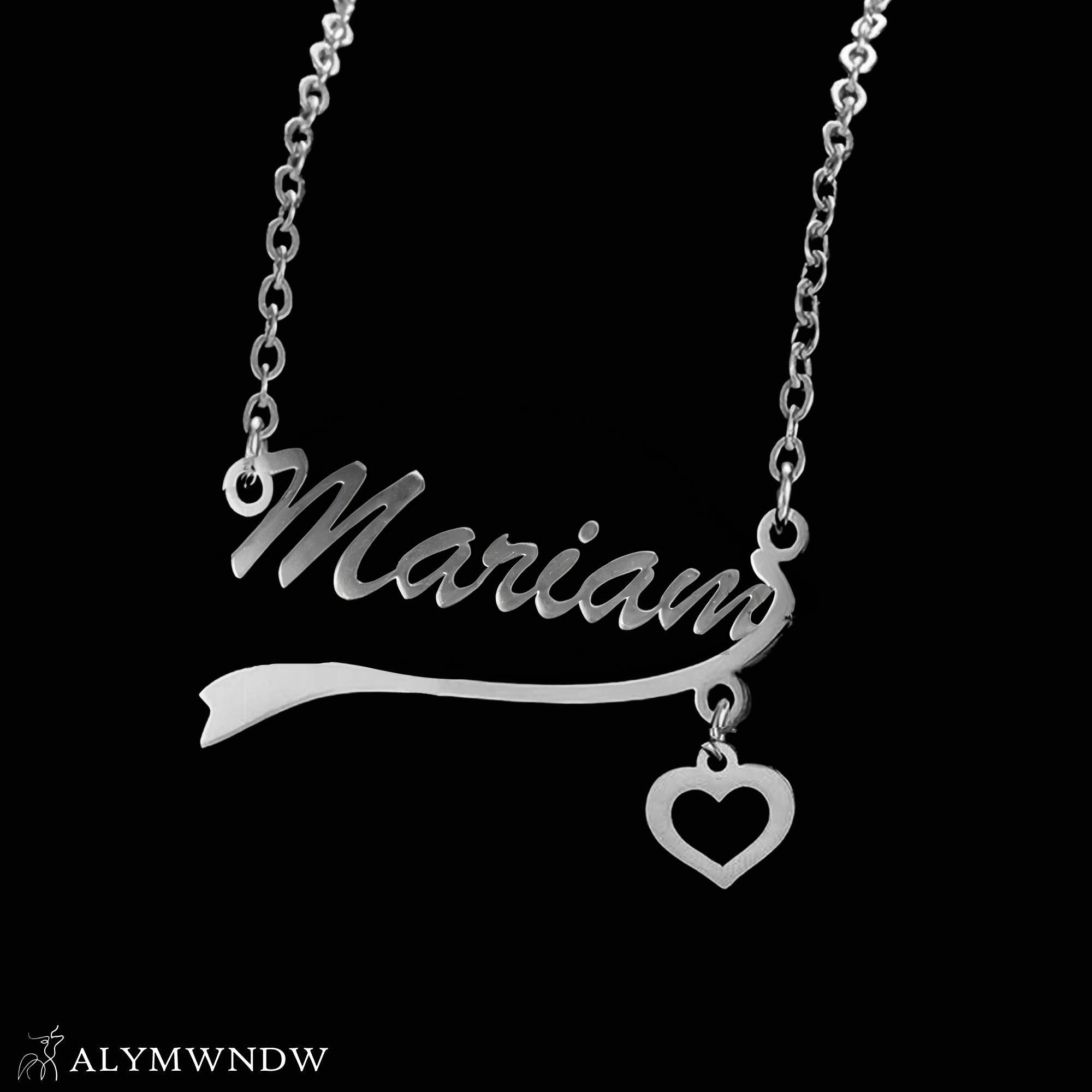 Custom Name Necklace with Heart – 18K / 21K / 22K Gold Personalized Jewelry - Alymwndw