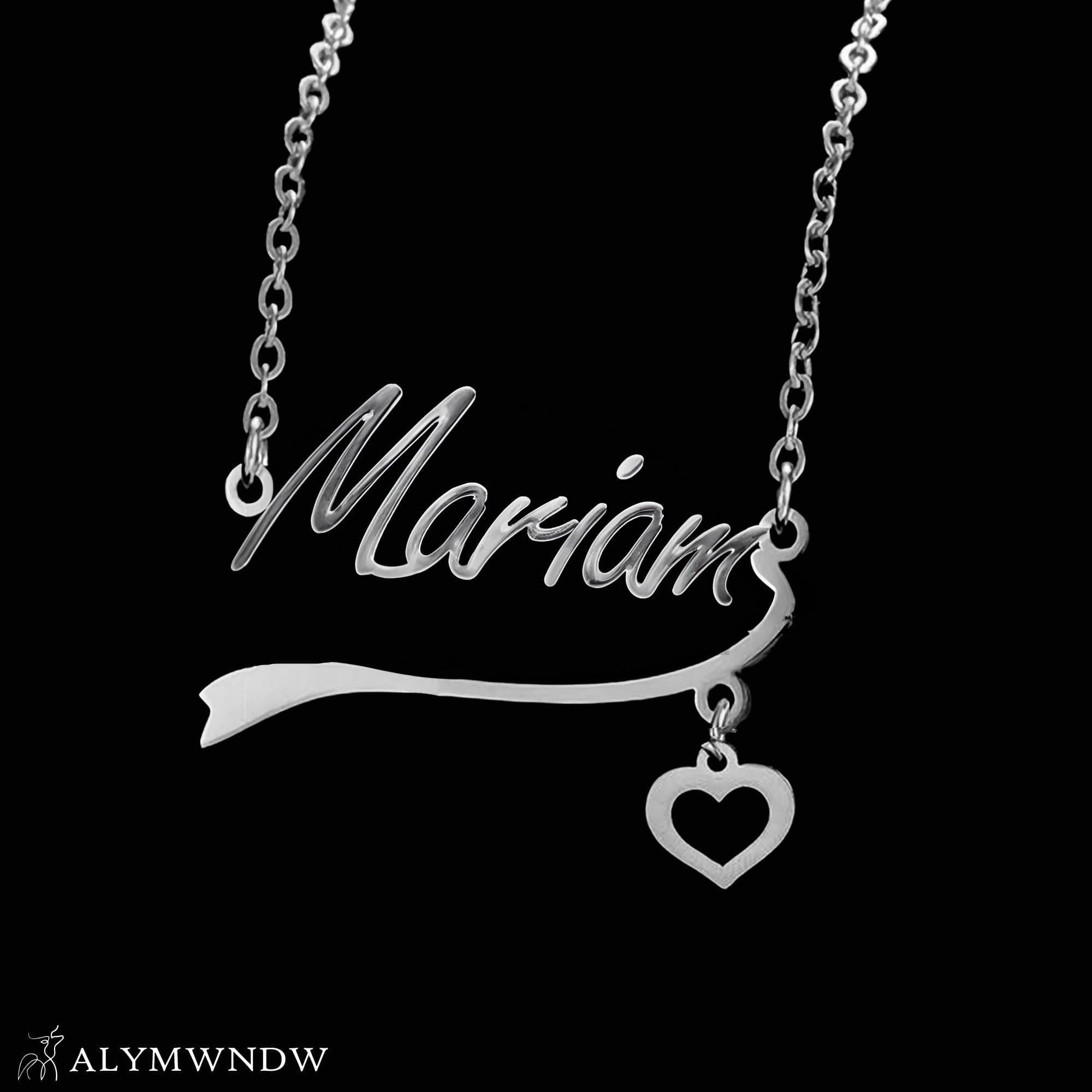 Custom Name Necklace with Heart – 18K / 21K / 22K Gold Personalized Jewelry - Alymwndw