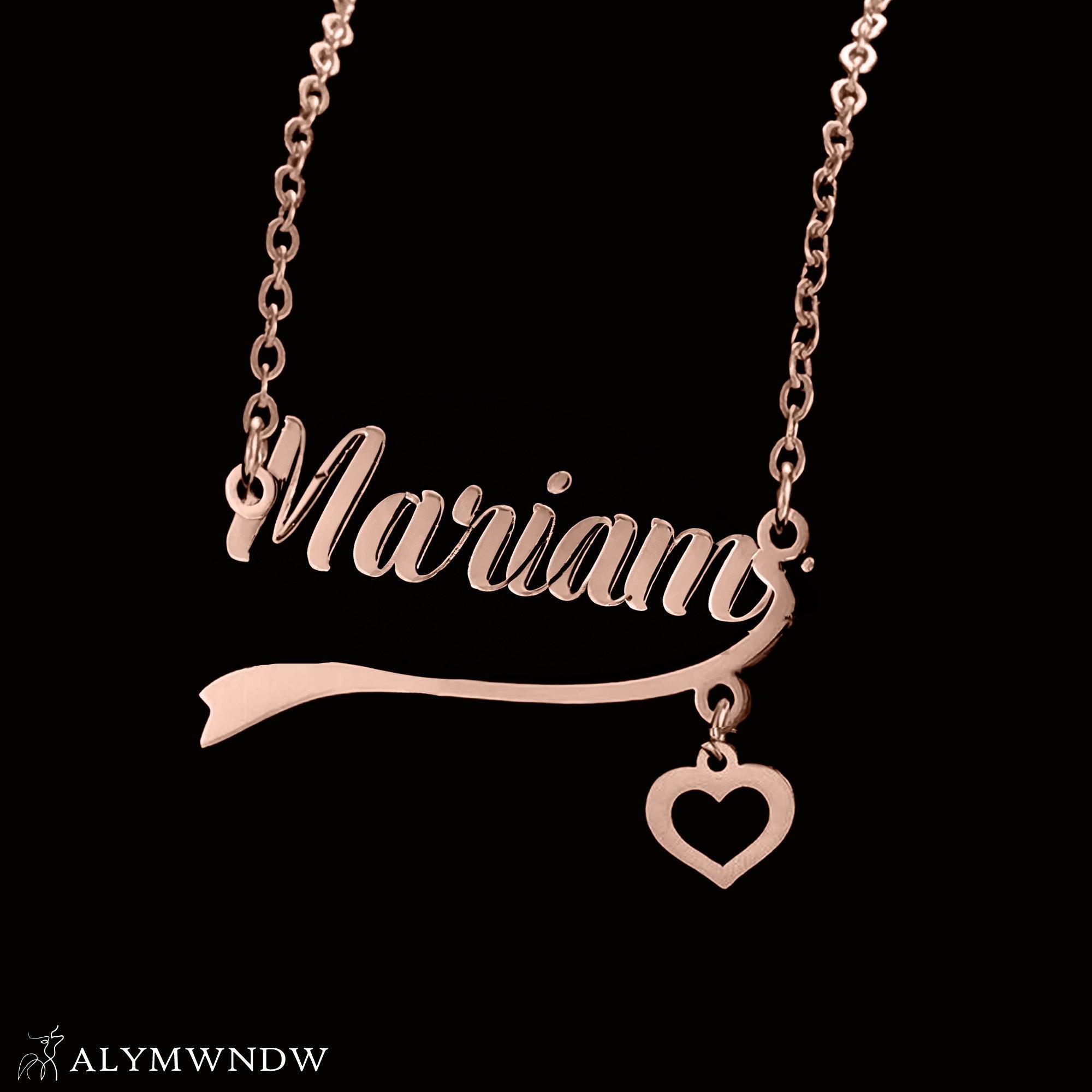 Custom Name Necklace with Heart – 18K / 21K / 22K Gold Personalized Jewelry - Alymwndw
