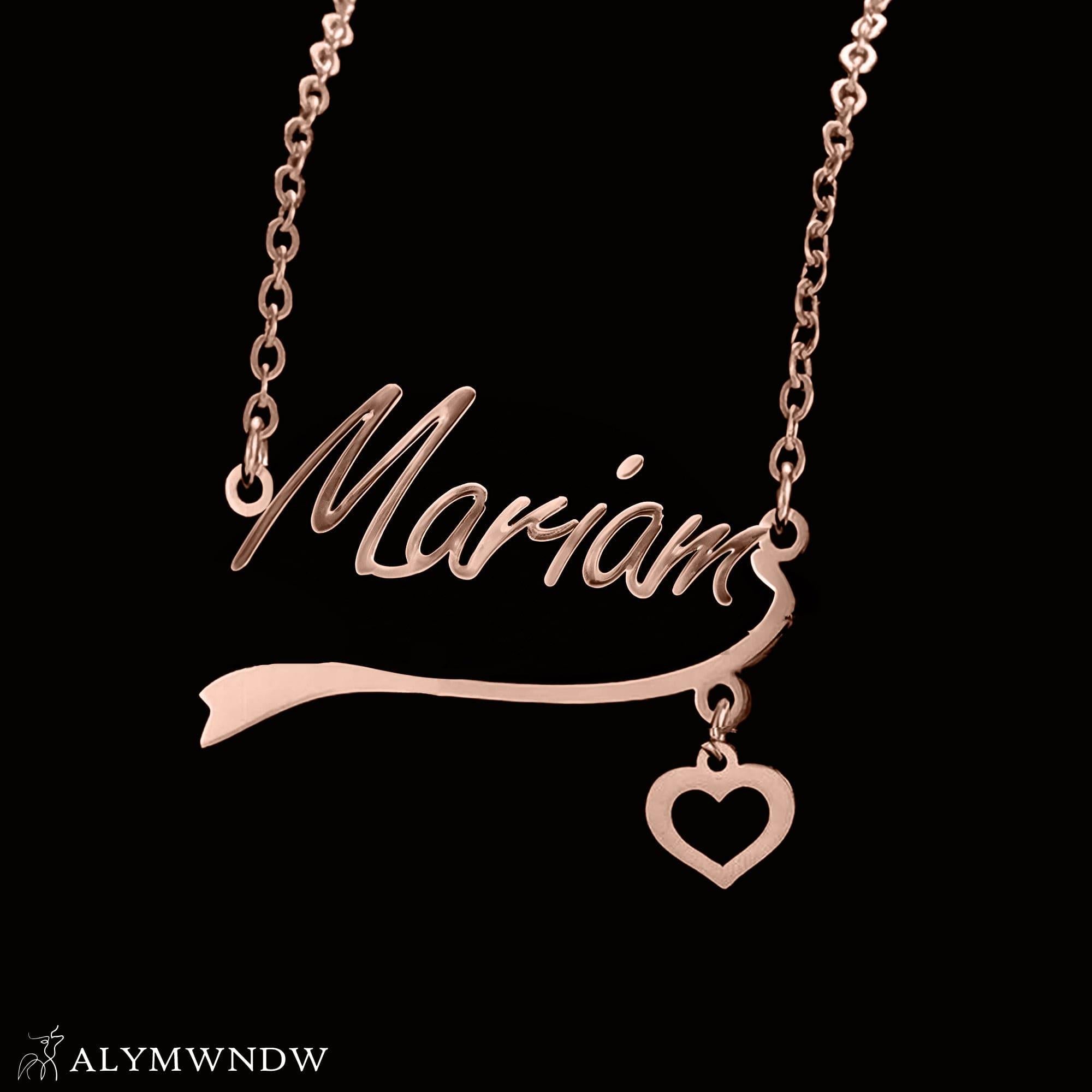 Custom Name Necklace with Heart – 18K / 21K / 22K Gold Personalized Jewelry - Alymwndw