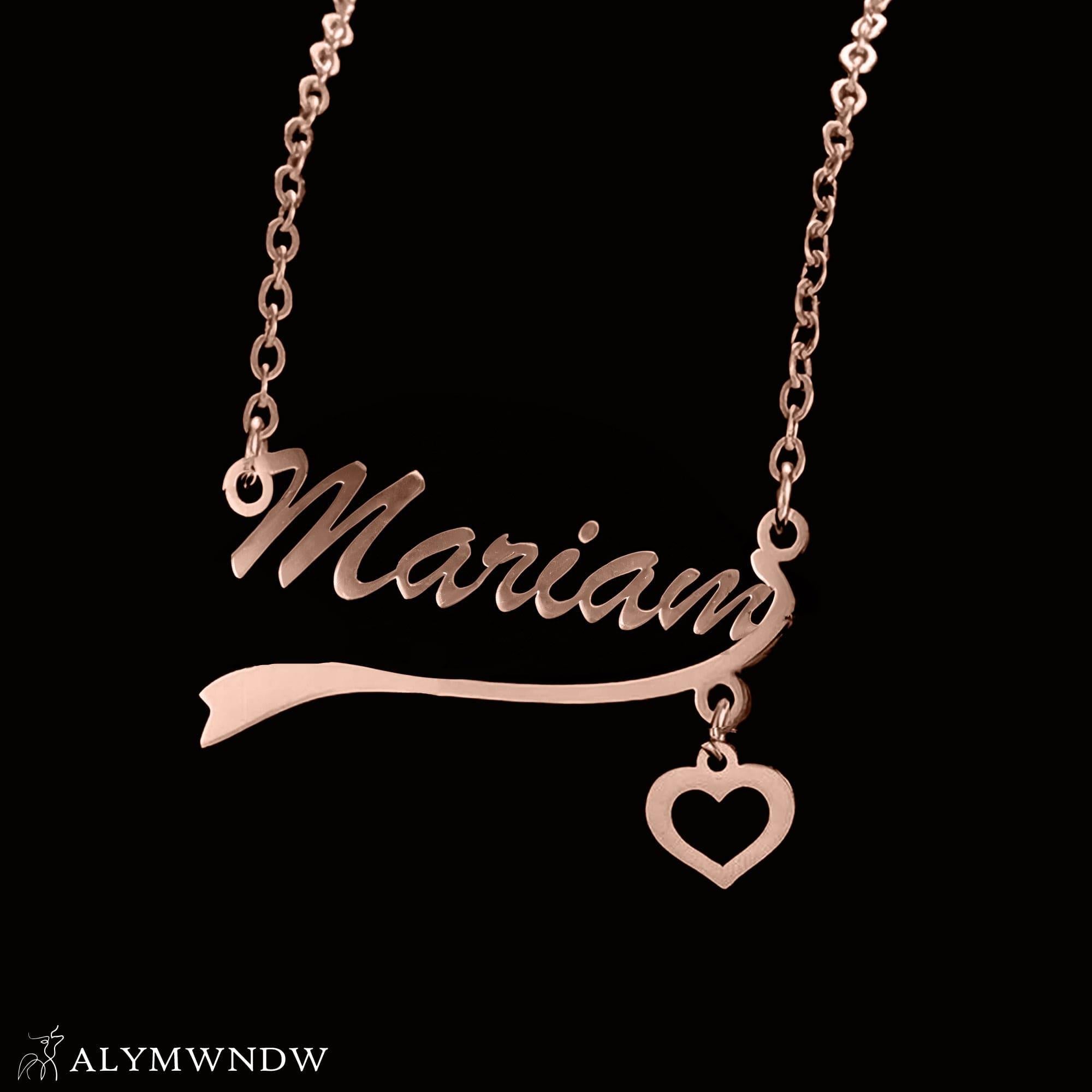 Custom Name Necklace with Heart – 18K / 21K / 22K Gold Personalized Jewelry - Alymwndw