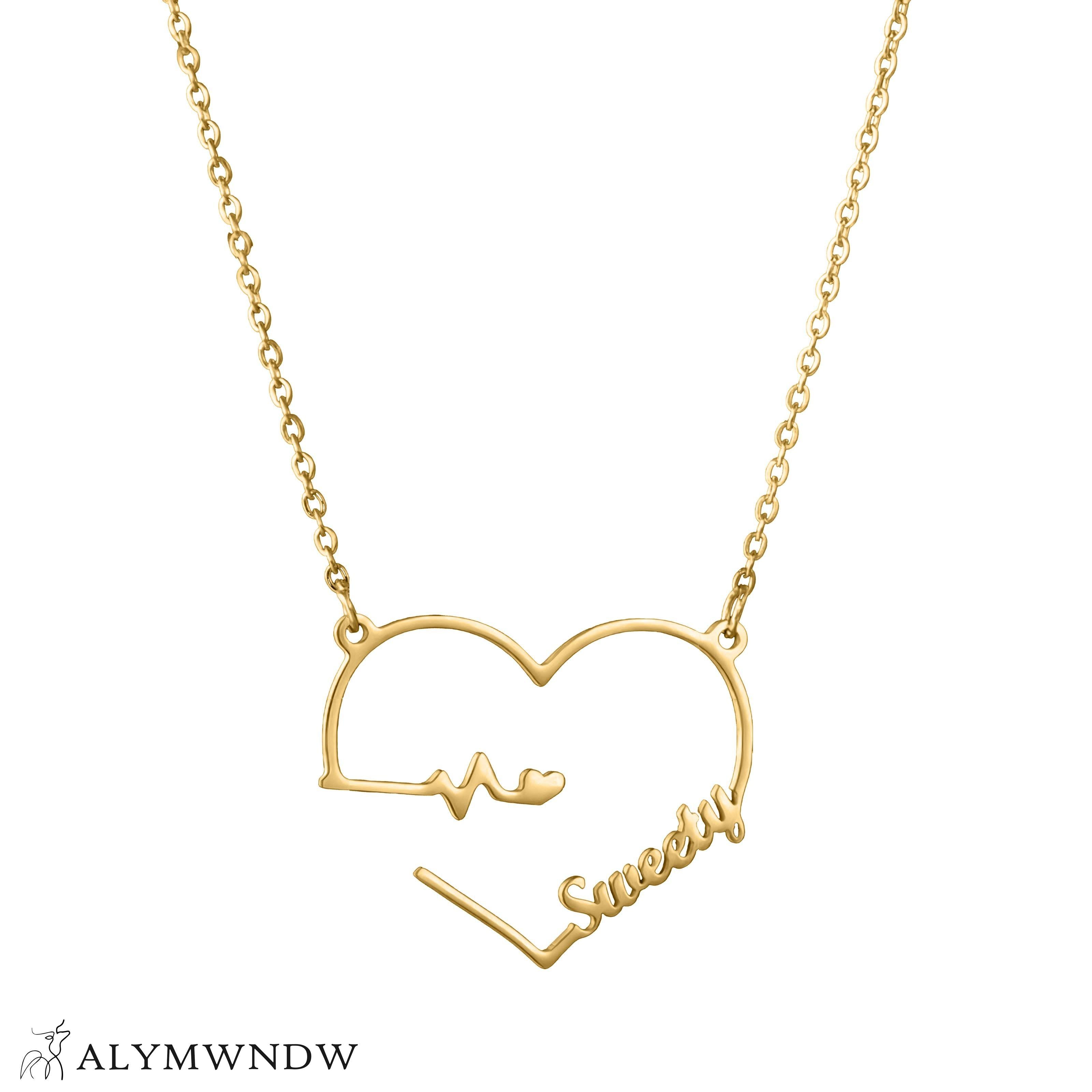 Custom Name Necklace with Heart – Personalized Gold Jewelry - Alymwndw