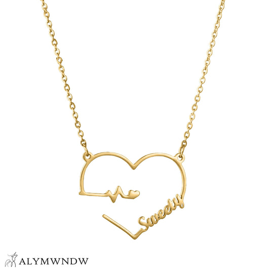 Custom Name Necklace with Heart – Personalized Gold Jewelry - Alymwndw