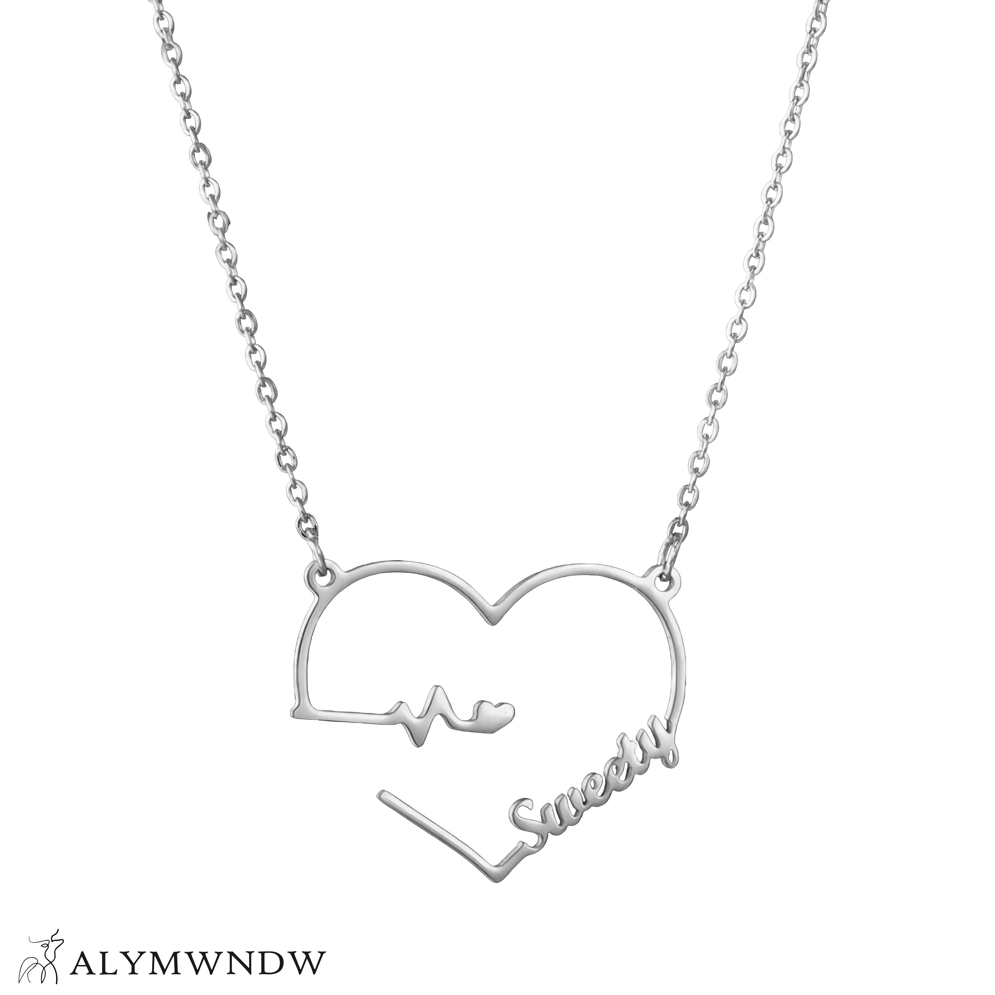 Custom Name Necklace with Heart – Personalized Gold Jewelry - Alymwndw