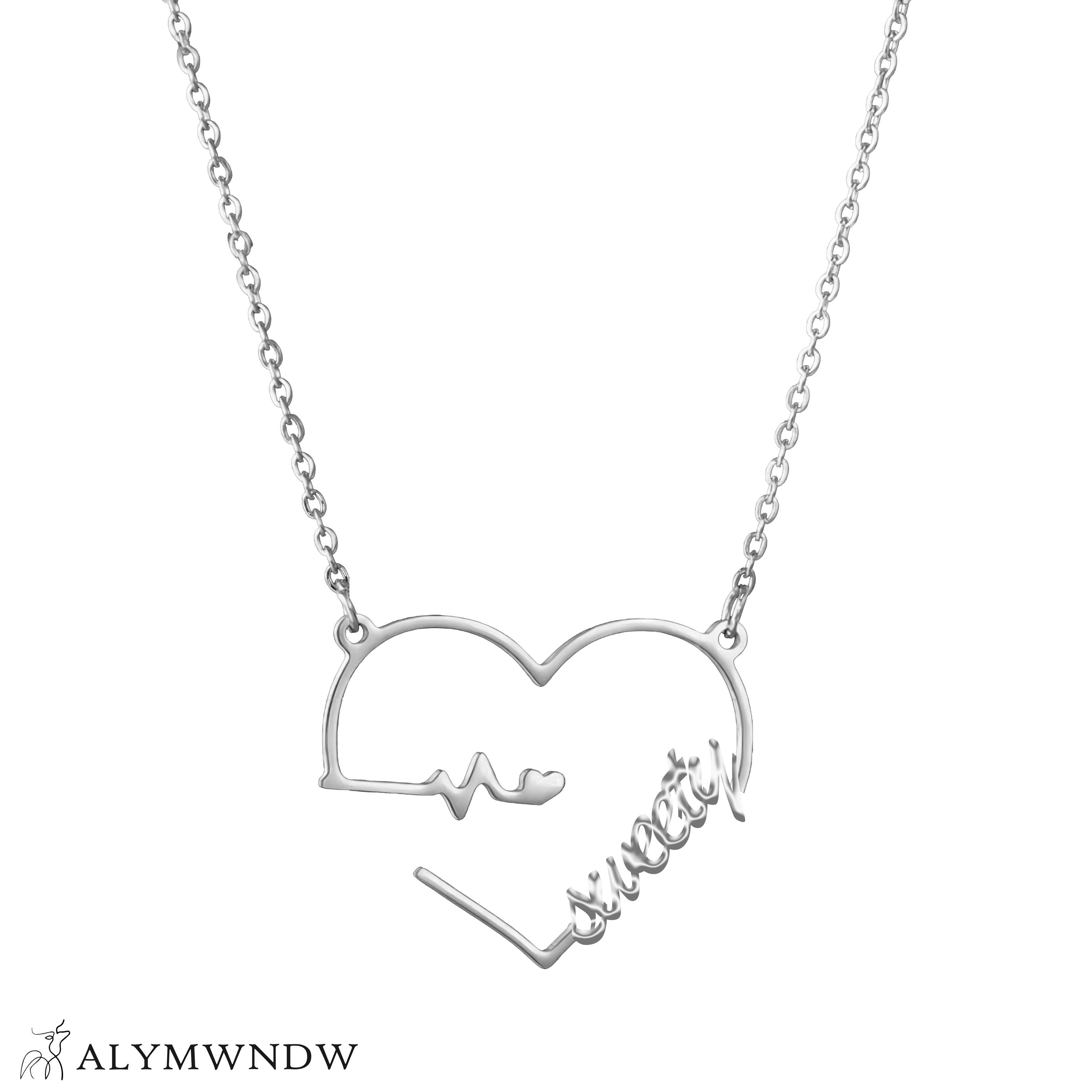 Custom Name Necklace with Heart – Personalized Gold Jewelry - Alymwndw