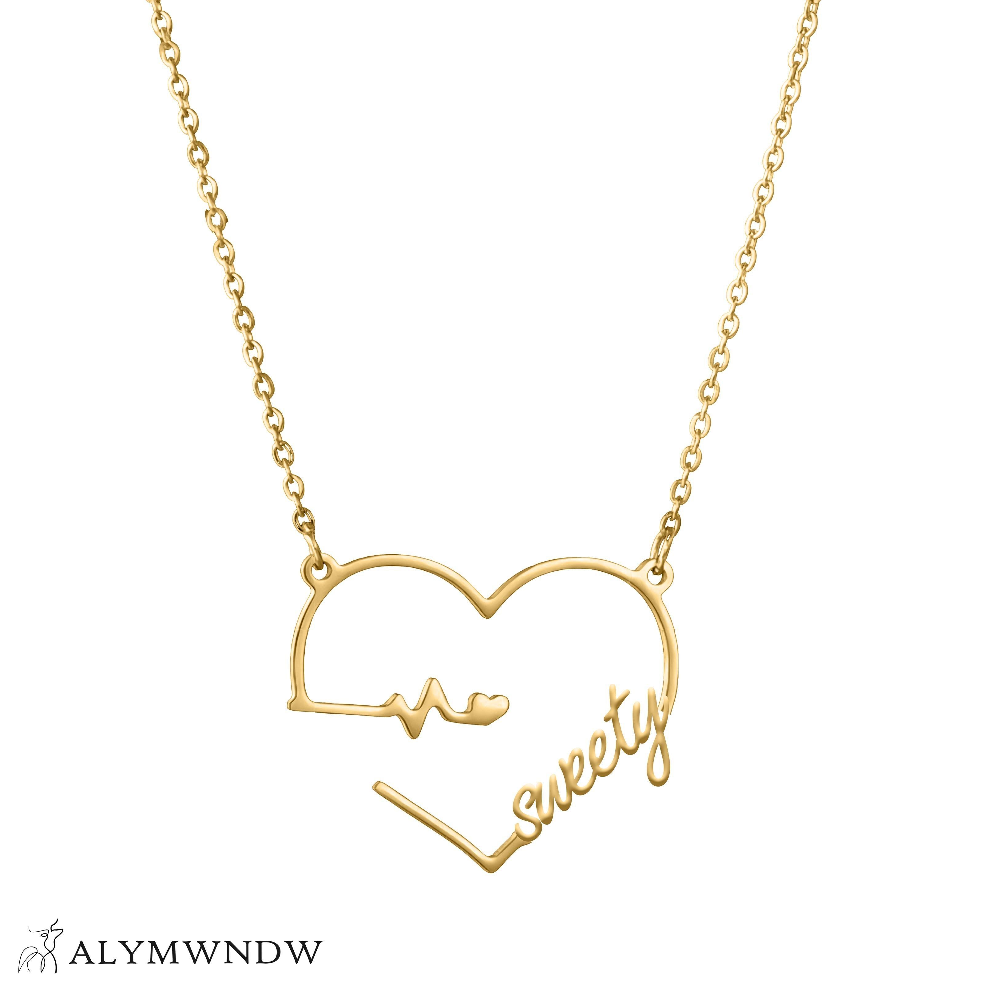 Custom Name Necklace with Heart – Personalized Gold Jewelry - Alymwndw